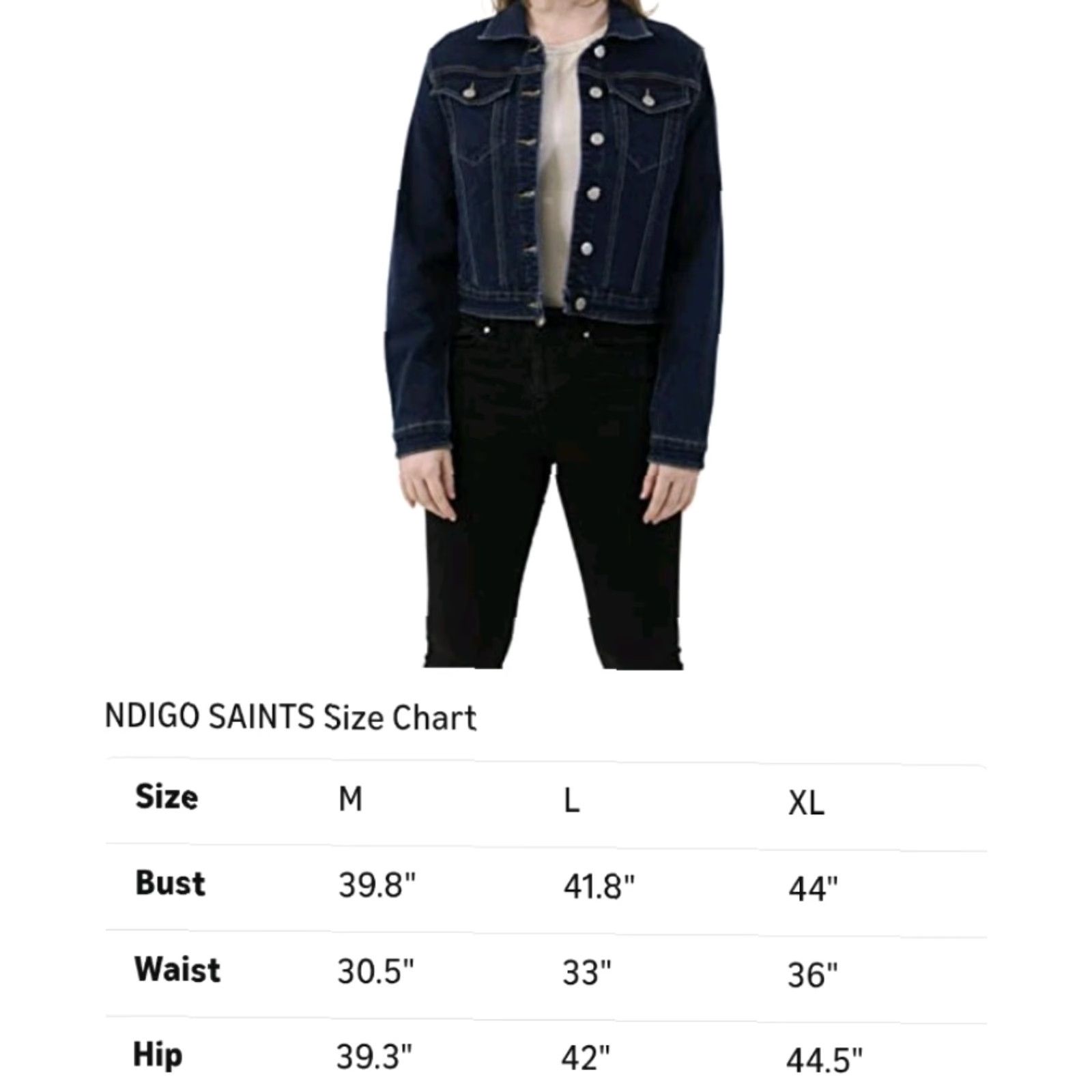 Denime Indigo Saints Denim Jacket - Jacket - XL - Dark Blue - Denim - Women's - New With Tags - Casual - Button - Pockets - Cotton Blend - Regular Fit Size XL / US 12-14 / IT 48-50 - 3 Thumbnail