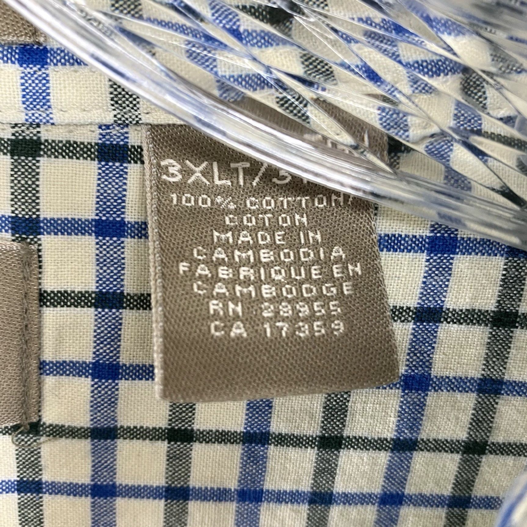 Arrow VINTAGE Arrow Button-Up Shirt 3XLT TALL Cotton Beige Blue Green Check Oxford Short Sleeve Classic 90s Mens Shirt Size US XXL / EU 58 / 5 - 3 Thumbnail