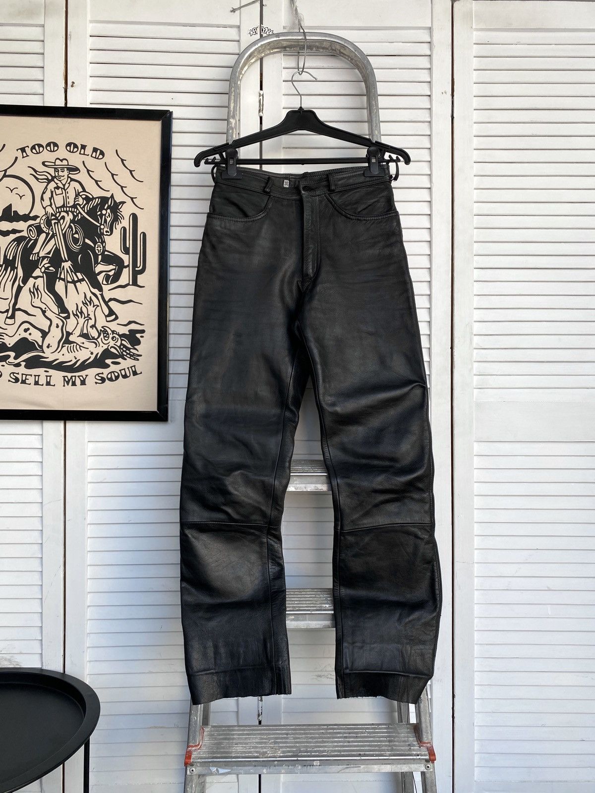 Leather × Vintage Vintage IXS Leather Pants Black Riding Y2K Archival Size US 27 - 2 Thumbnail