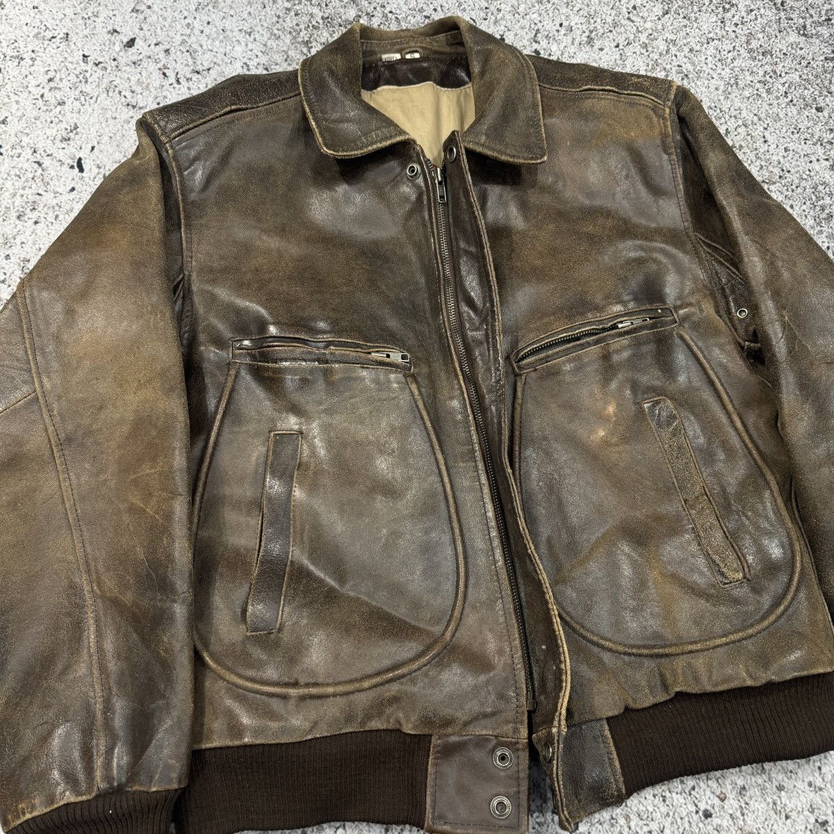Vintage Thrashed Faded Destroyed Cracked Leather Bomber ERD Grunge Size US S / EU 44-46 / 1 - 11 Thumbnail