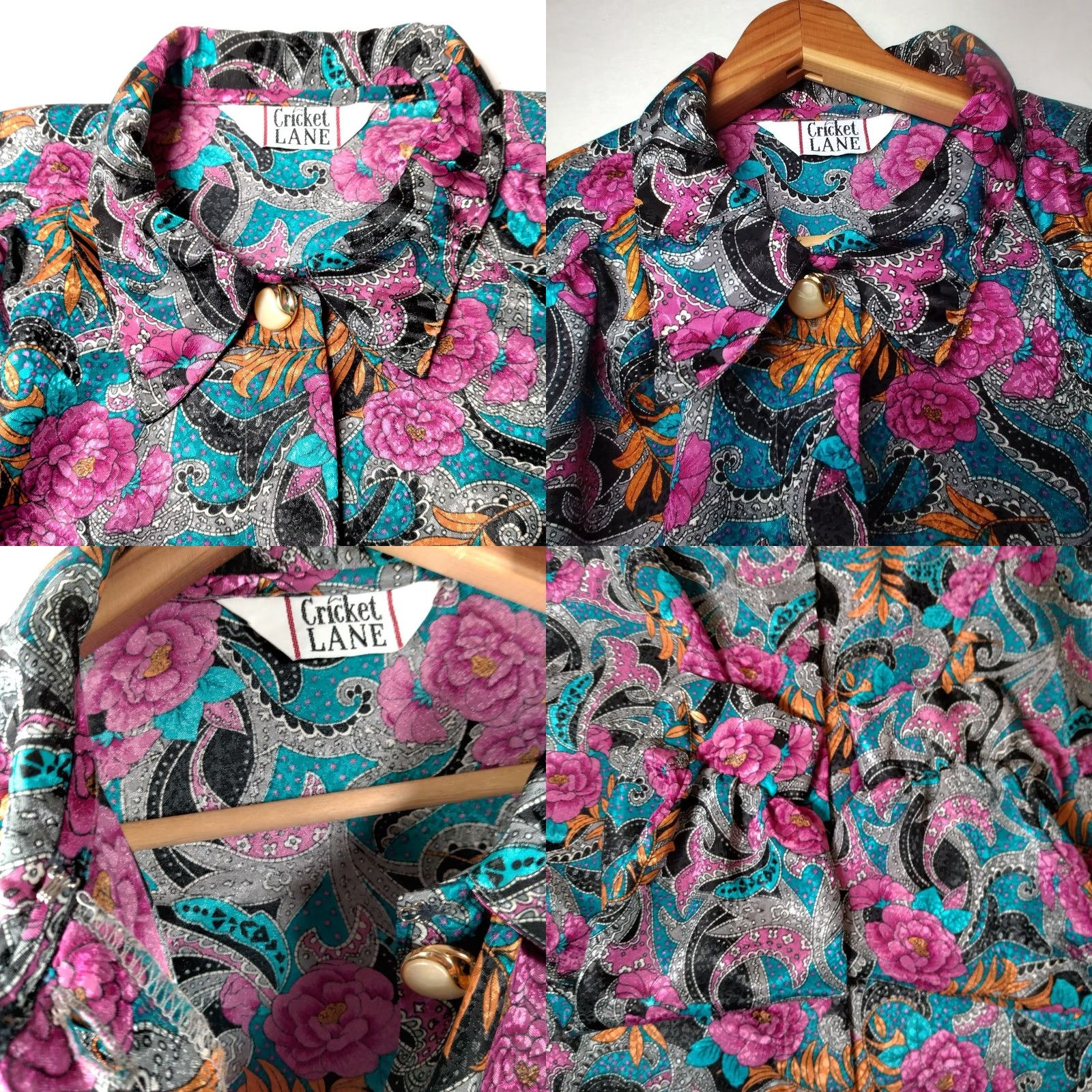 Vintage VINTAGE Cricket Lane Blouse Large Floral Satin Long Sleeve Grannycore Secretary Size L / US 10 / IT 46 - 8 Thumbnail
