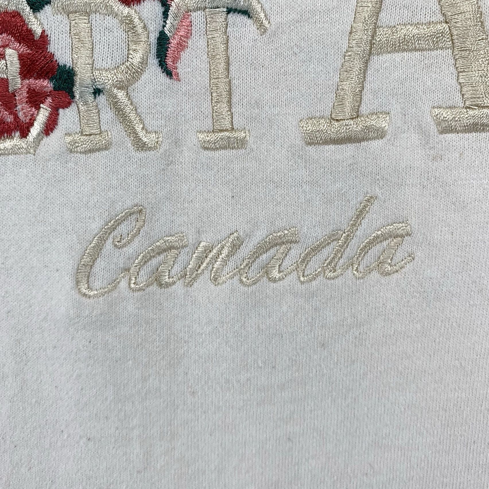 Fruit Of The Loom VINTAGE Fruit of the Loom T-Shirt Adult Medium Floral Embroidered Crew Neck Unisex 90s Travel Ivory Size US M / EU 48-50 / 2 - 4 Thumbnail