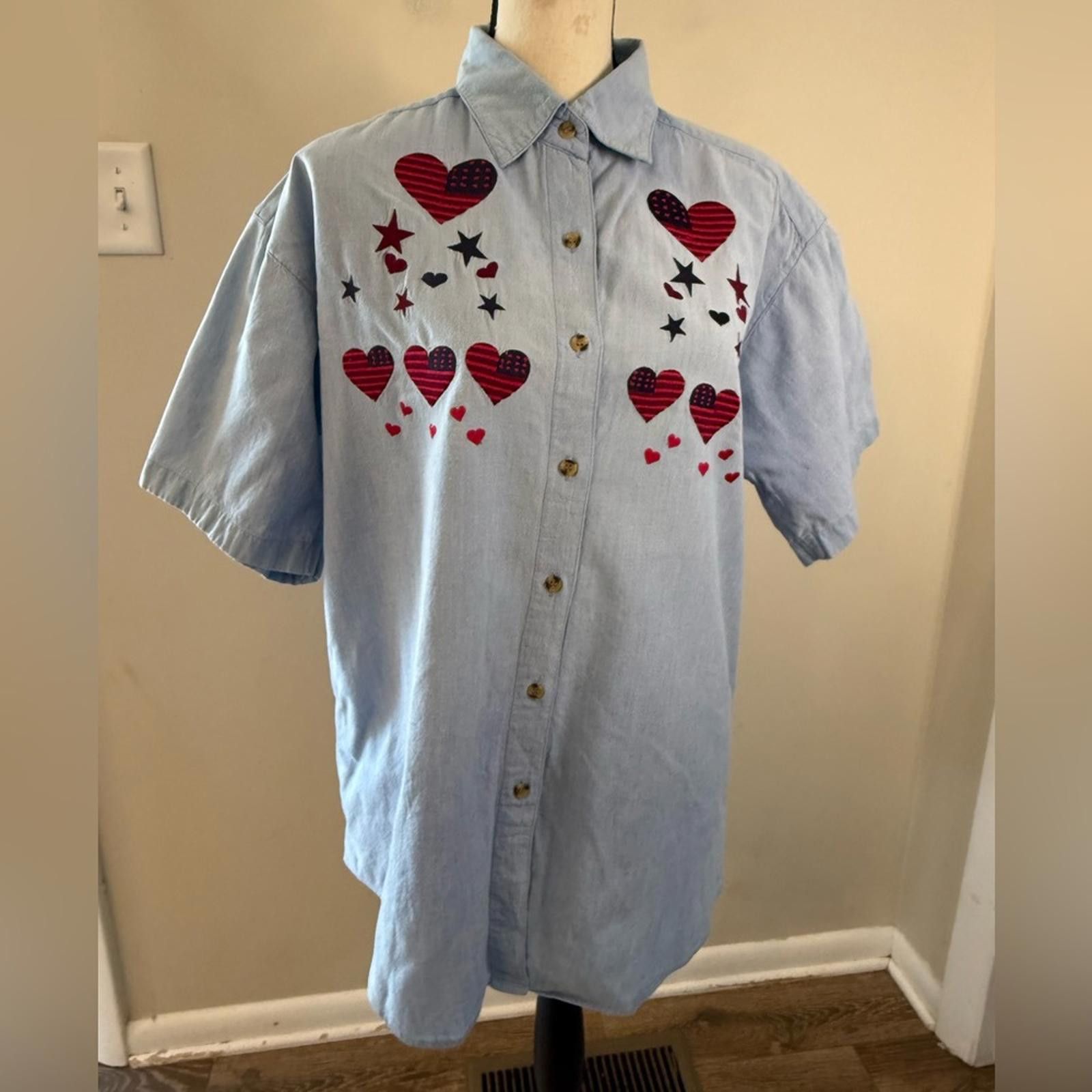 Other Radical Rags denim embroidered heart flag stars top SZ XL Size XL / US 12-14 / IT 48-50 - 4 Thumbnail