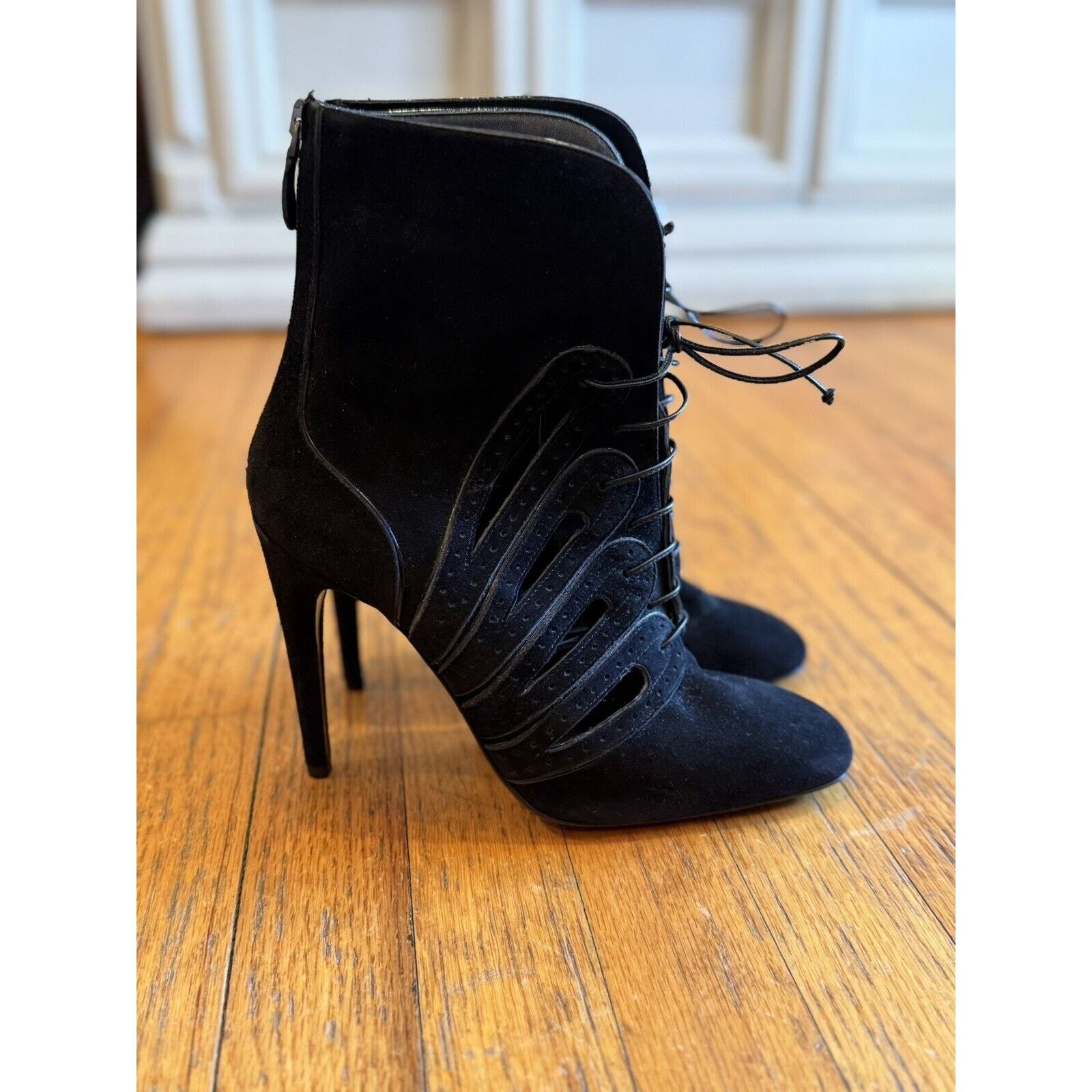 Bottega Veneta BOTTEGA VENETA Short Suede Ankle Boots 40 Black Stiletto EUC Size US 10 / IT 40 - 3 Thumbnail