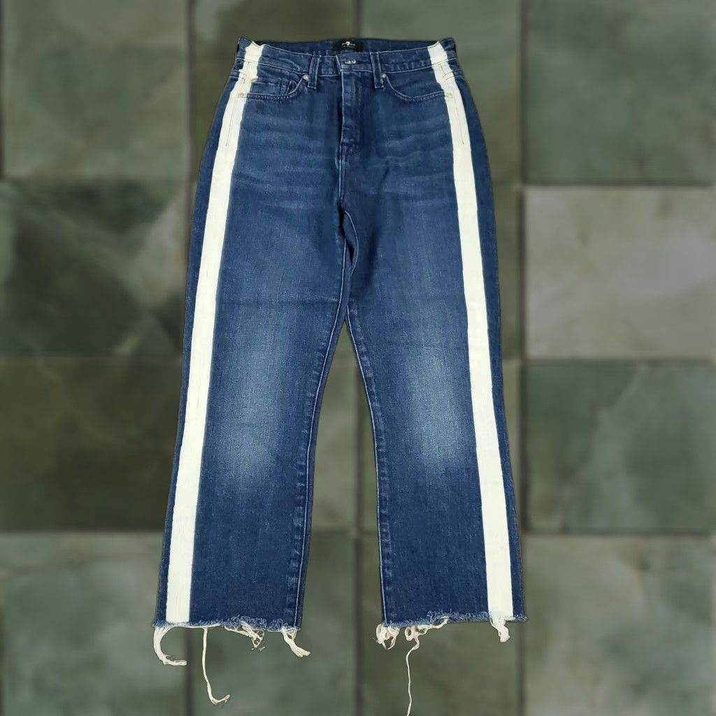 7 For All Mankind 7 For All Mankind High Waist Skinny Stretch Crop Jeans Blue Women's 25x22 Size 42" / US 20 - 1 Thumbnail
