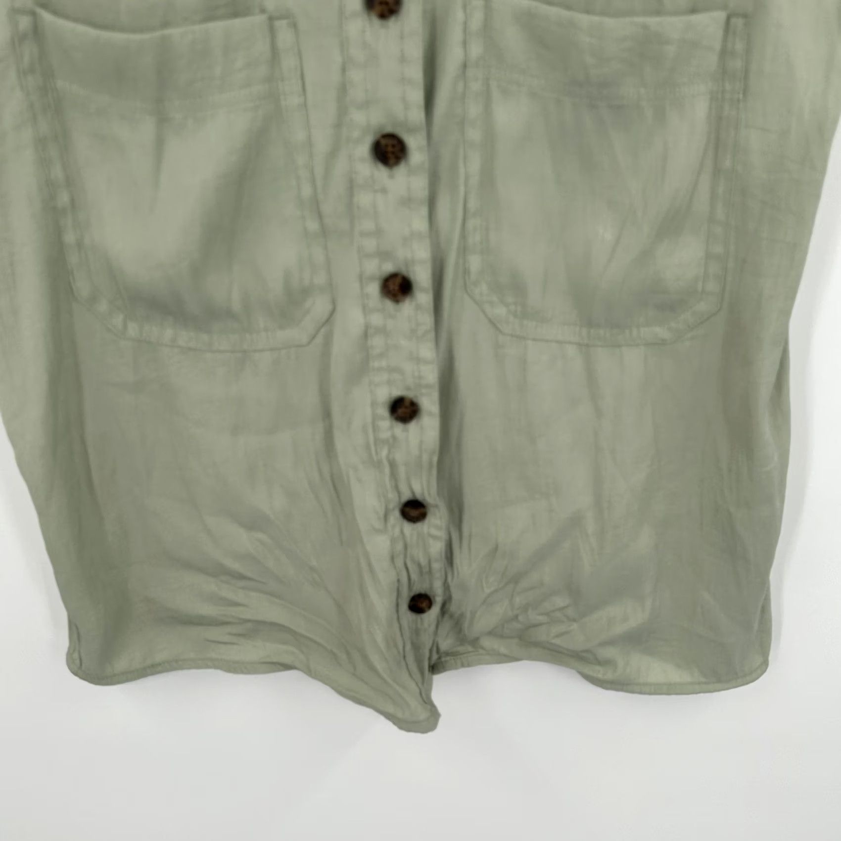 Joie Joie Shirt Womens Medium Button Front Short Sleeve Pockets Relaxed Fit Casual Sage Green Size M / US 6-8 / IT 42-44 - 3 Thumbnail