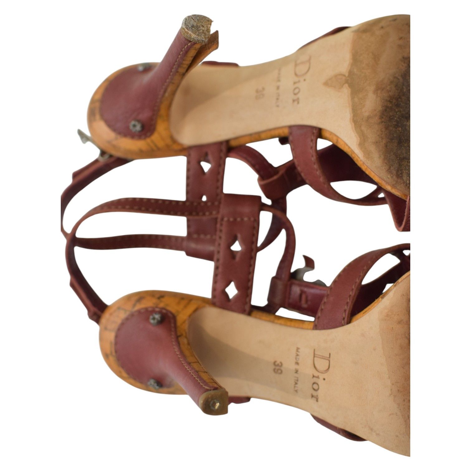 Dior Christian Dior Brown Leather Strappy Sandals 39 Size US 9 / IT 39 - 11 Thumbnail