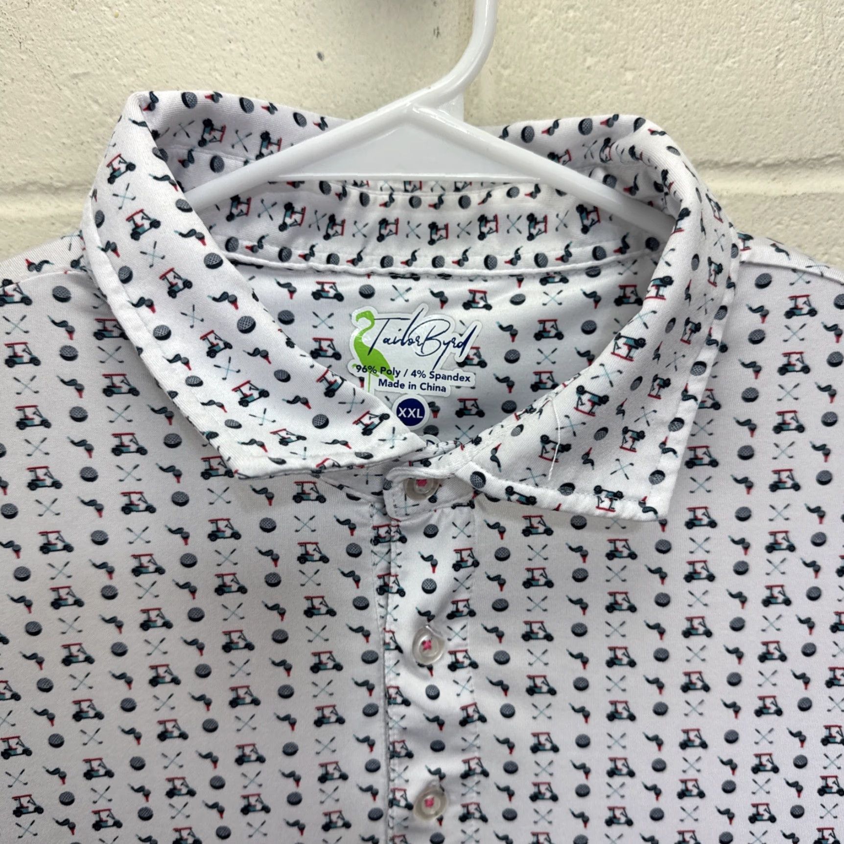 Tailorbyrd TAILOR BYRD Polo Shirt Mens 2XL Blue Geometric Print Golf Performance Breathable Moisture Wicking Quick Dry UV Protection Short Sleeve Collar Polo Size US XXL / EU 58 / 5 - 3 Thumbnail