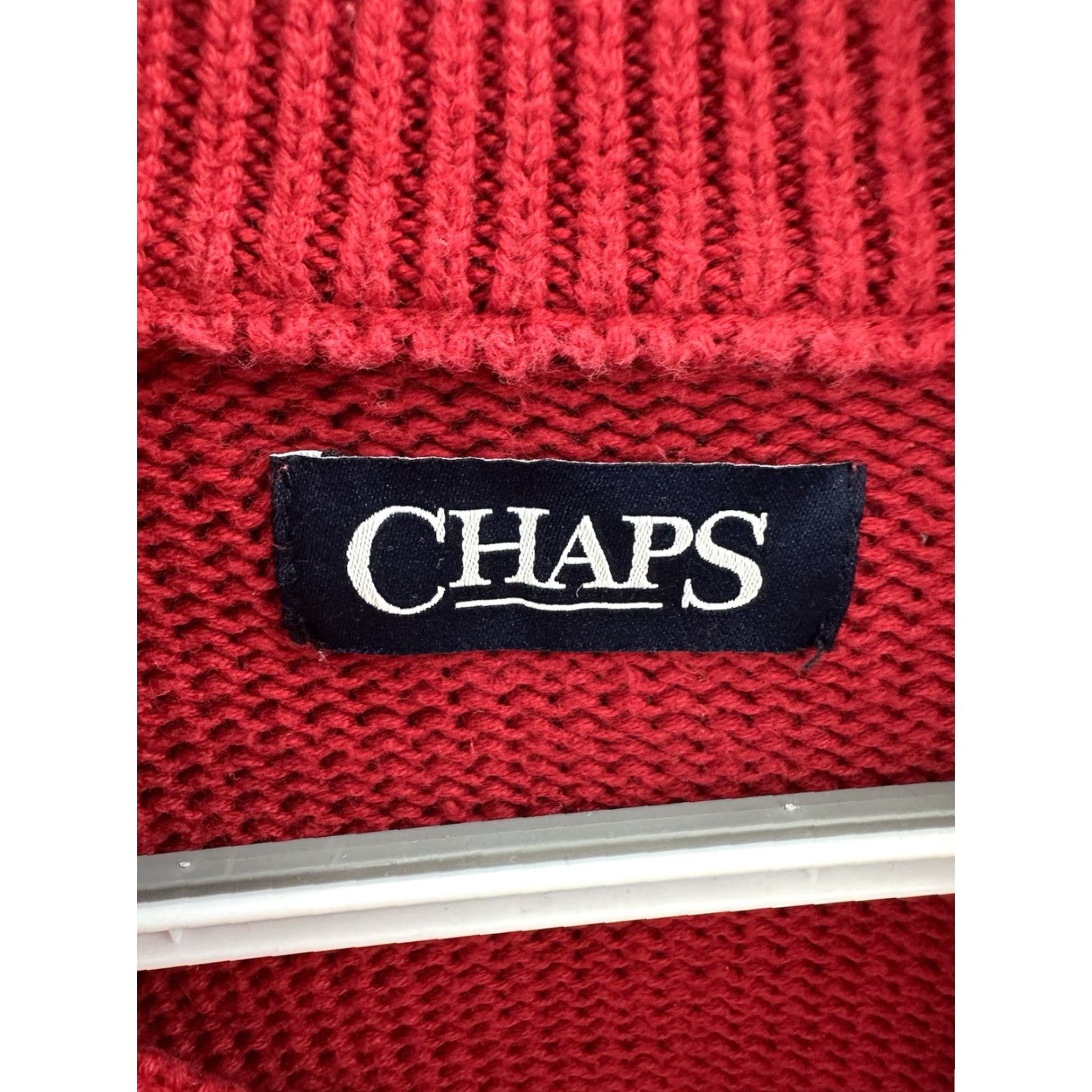 Chaps Chaps Mens Sweater Red Knit Quarter Zip Long Sleeve XL Size US XL / EU 56 / 4 - 4 Thumbnail