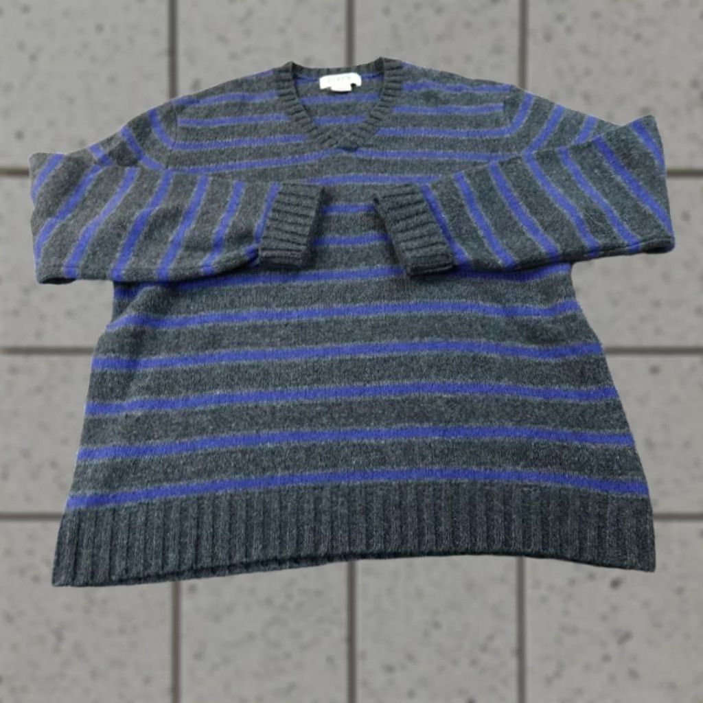 J.Crew J.CREW Sweater Mens M Blue Gray Stripe Donegal Marl Wool Knit Pullover V-Neck Size US M / EU 48-50 / 2 - 1 Thumbnail