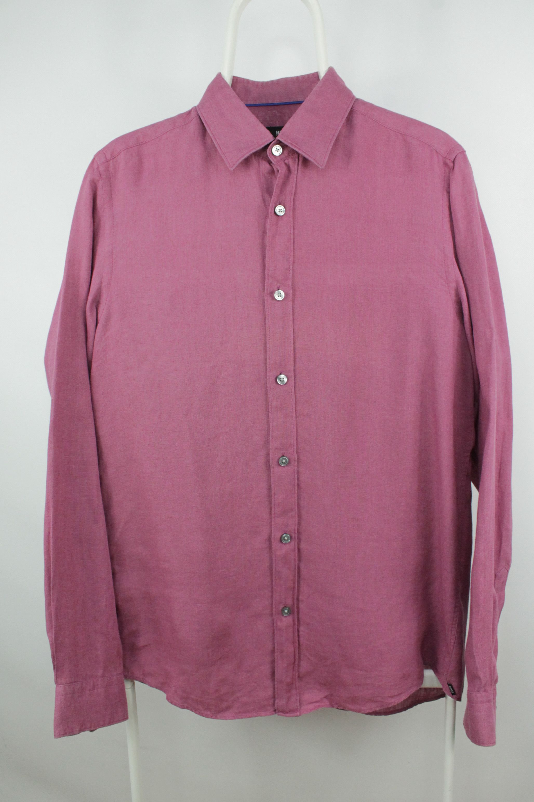 Hugo Boss Hugo Boss Regular Fit Pale Pink Linen Shirt Men's Size US S / EU 44-46 / 1 - 1 Thumbnail