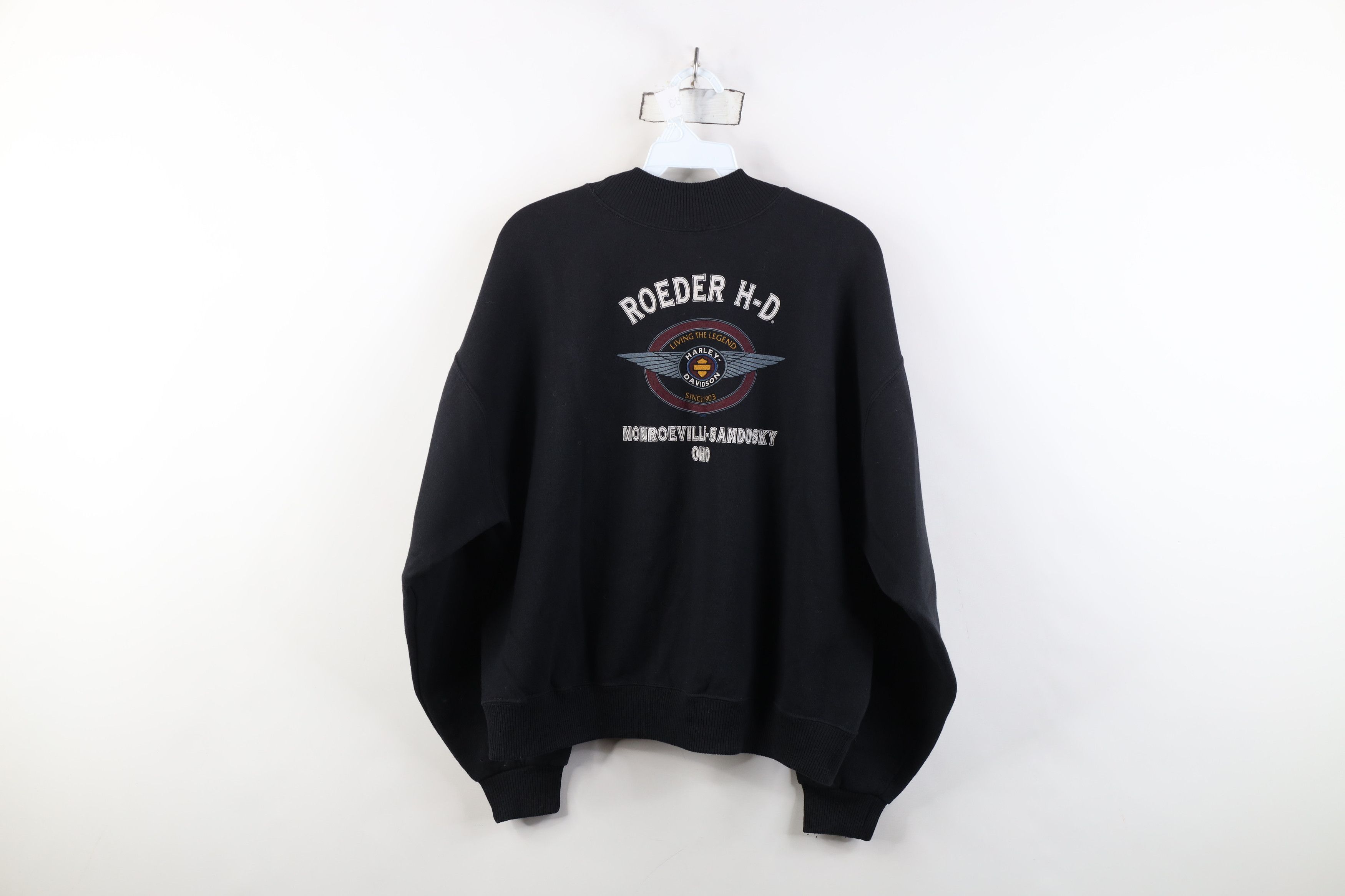 Harley Davidson Vintage 90s Harley Davidson American Mock Neck Sweatshirt Size XL / US 12-14 / IT 48-50 - 13 Thumbnail
