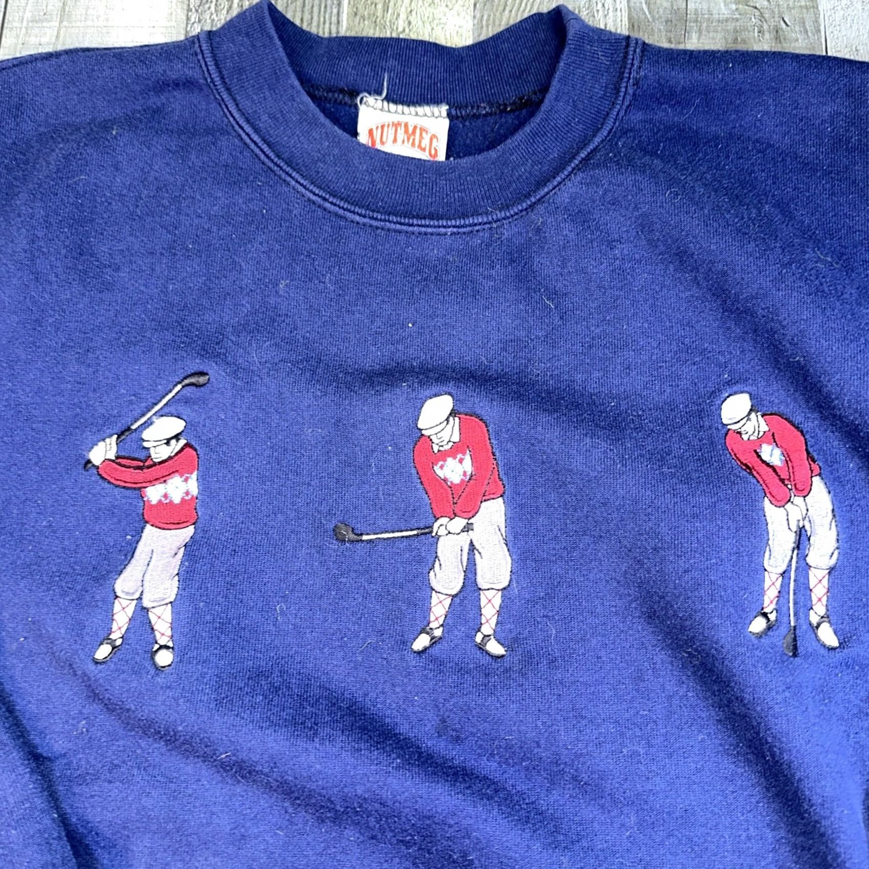 Nutmeg VINTAGE Nutmeg Mills embroidered golfer navy crewneck sweatshirt Men XL Blue Pullover Golf Embroidered 90s Size US L / EU 52-54 / 3 - 2 Thumbnail