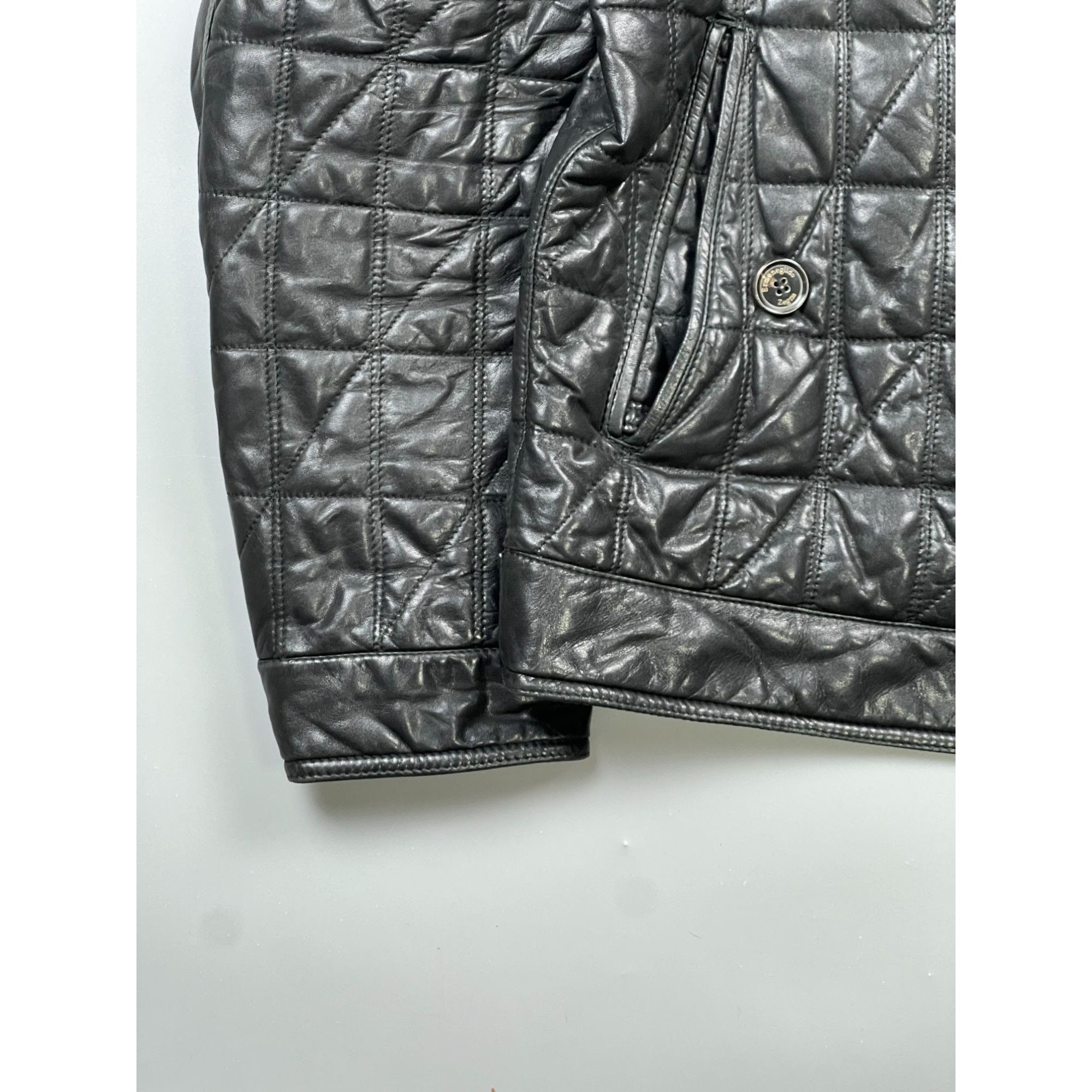 Ermenegildo Zegna Ermenegildo Zegna Black Leather Quilted Jacket (Y1020) Size US XL / EU 56 / 4 - 2 Thumbnail