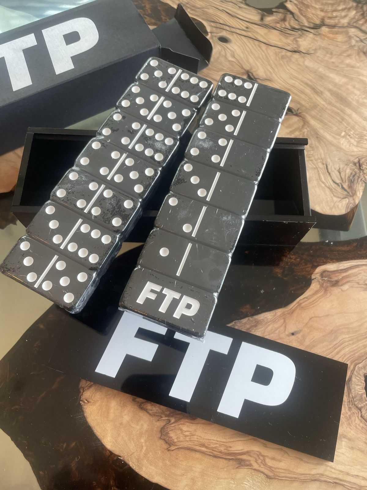 image of Fuck The Population x Hype Ftp Acrylic Domino Set In Black (28 Piece) in White/Black, Men's