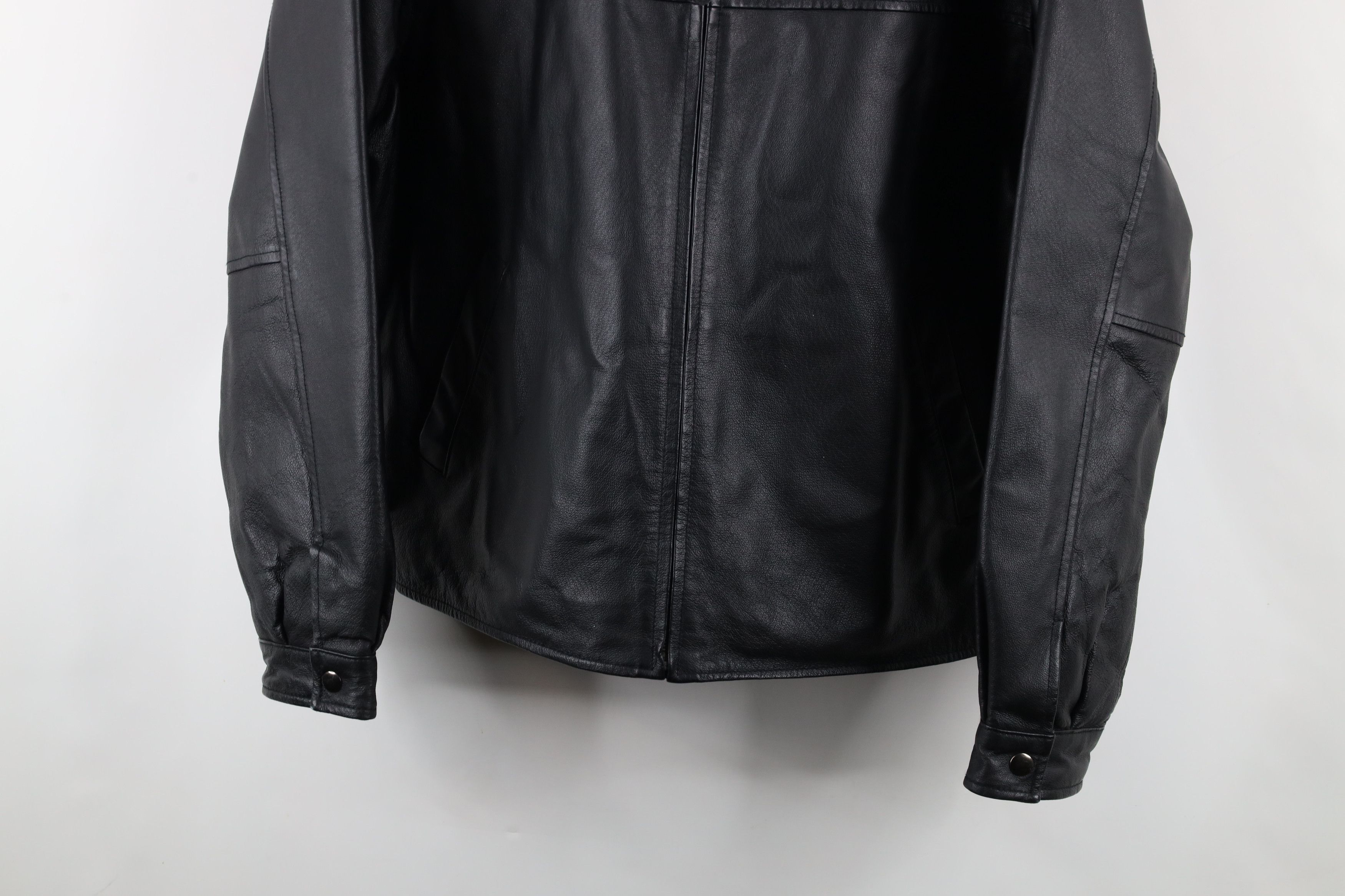 Vintage Vintage 90s Streetwear Quilted Leather Bomber Jacket Black Size US L / EU 52-54 / 3 - 3 Thumbnail