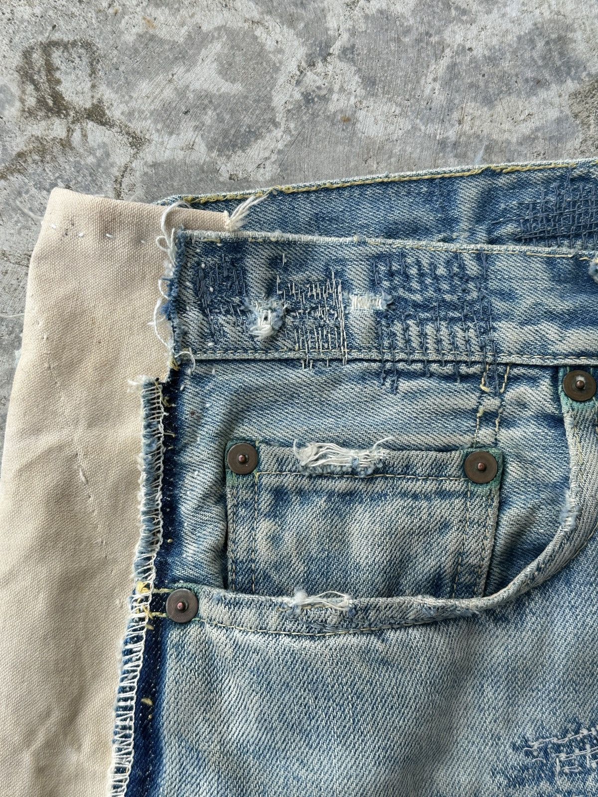 Kapital Kountry Boro Patchwork Denim Track pant Remake Size US 35 - 9 Thumbnail