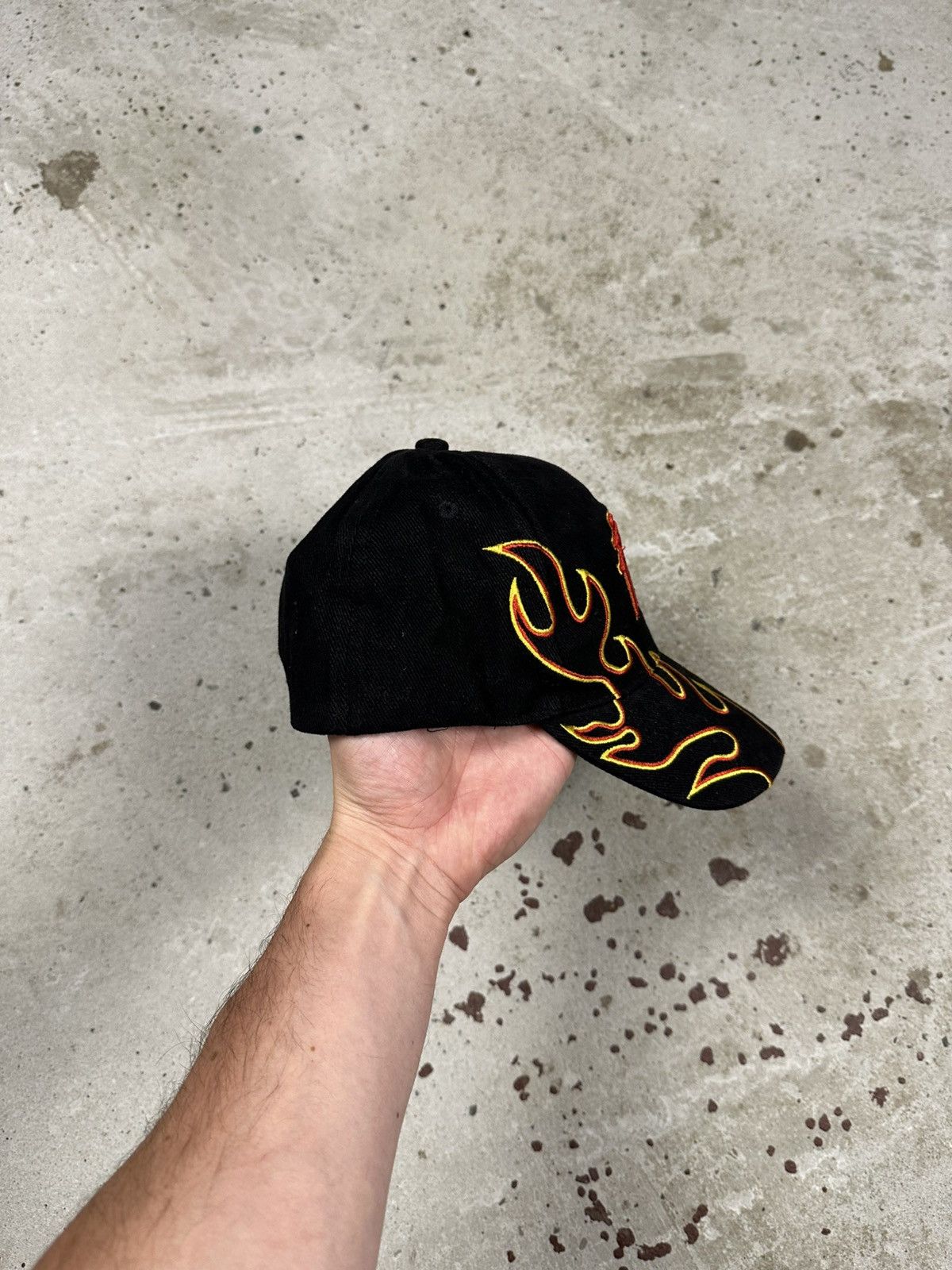 Japanese Brand Vintage Y2K Japanese Flame Red Black Racing Hat Cap Hot Fire Size ONE SIZE - 6 Thumbnail