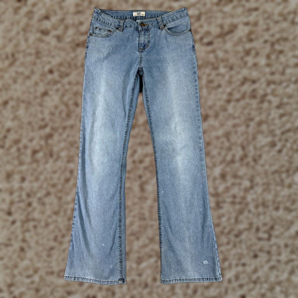 Denime SO Jeans Women 7 Blue Denim Bootcut Low Rise Light Wash Ramie Embroidered Size 28" / US 6 / IT 42 - 1 Thumbnail