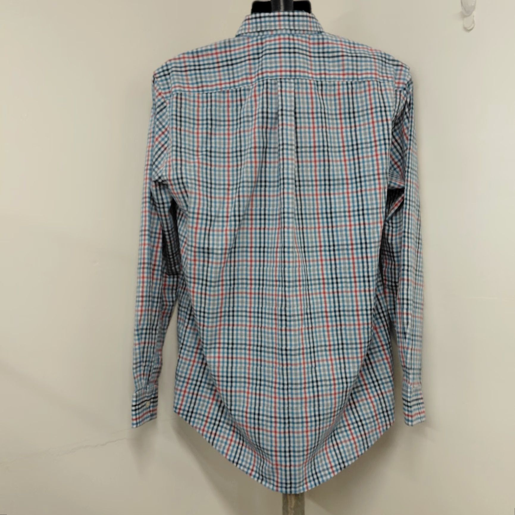 Izod IZOD Shirt Men's L Red White Blue Long Sleeve Check Button-Down Preppy Shirt, Casual, Workwear, American Theme, Button-Up, Regular Fit Size US L / EU 52-54 / 3 - 6 Thumbnail