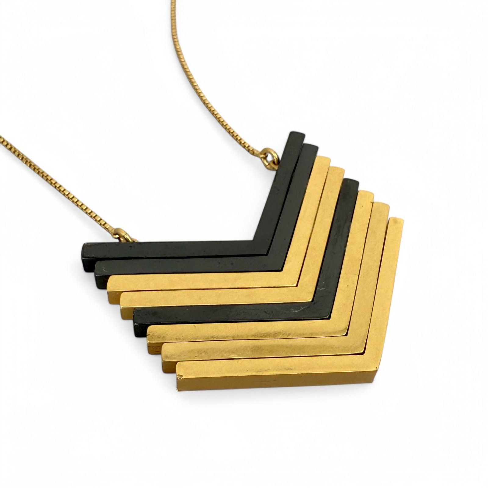 Madewell Madewell Chevron Necklace Gold Tone and Black Adjustable Size ONE SIZE - 1 Thumbnail