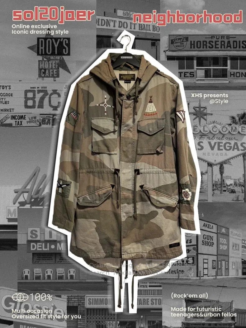 NEIGHBORHOOD Camo Embroidered Coat.