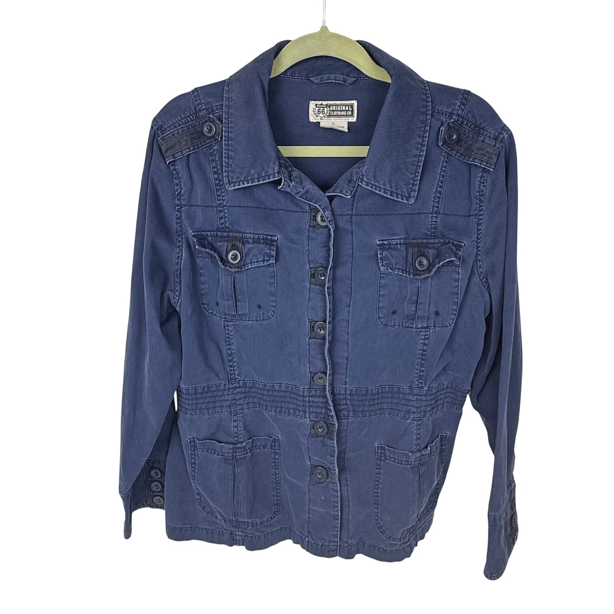 Other Route 66 Women's Blue Utility Jacket Button-Front Lightweigh Size XL / US 12-14 / IT 48-50 - 1 Thumbnail