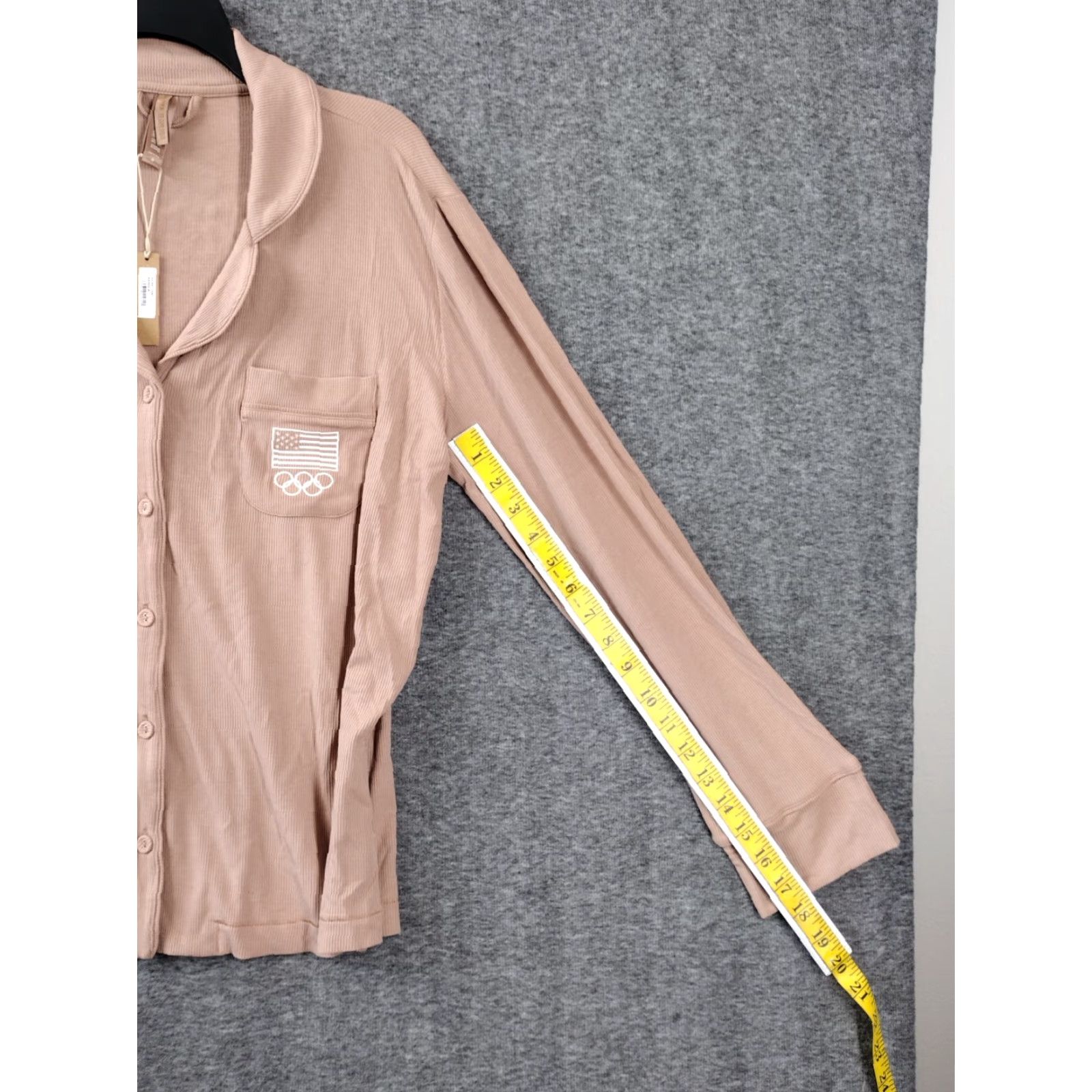 SKIMS SKIMS Women's Team USA Pajama Top Color Sienna Ribbed Size M AP-SET-1039 Size M / US 6-8 / IT 42-44 - 7 Thumbnail