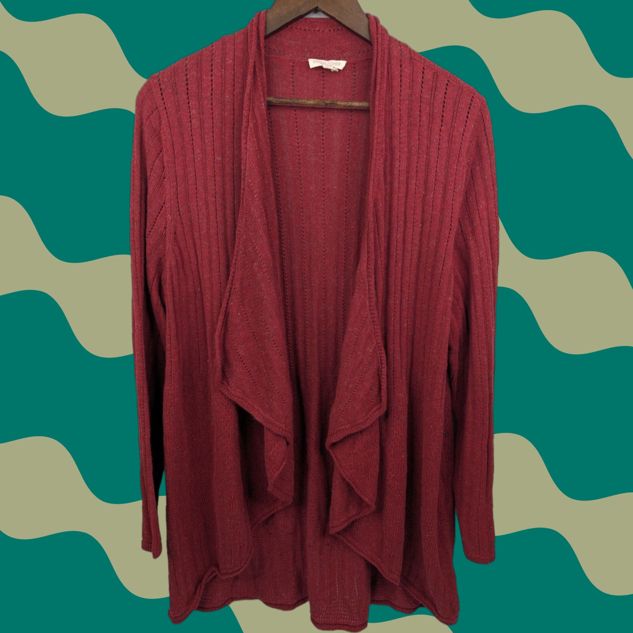 Eileen Fisher Eileen Fisher Cardigan Open Front Long Sleeve Duster Maroon 1X Women Sweater Casual Caprice 1X? Size XL / US 12-14 / IT 48-50 - 1 Thumbnail