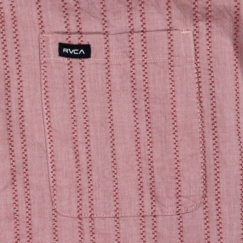 RVCA RVCA Shirt Mens XXL Pink Striped Slim Fit Short Sleeve Button Down Size US XXL / EU 58 / 5 - 6 Thumbnail