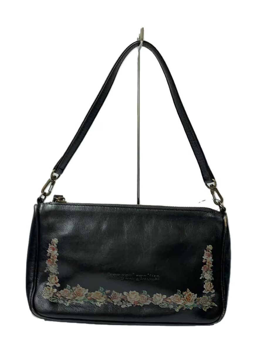 Jean Paul Gaultier Archive Logo Floral Leather Shoulder Bag in Black, Women's