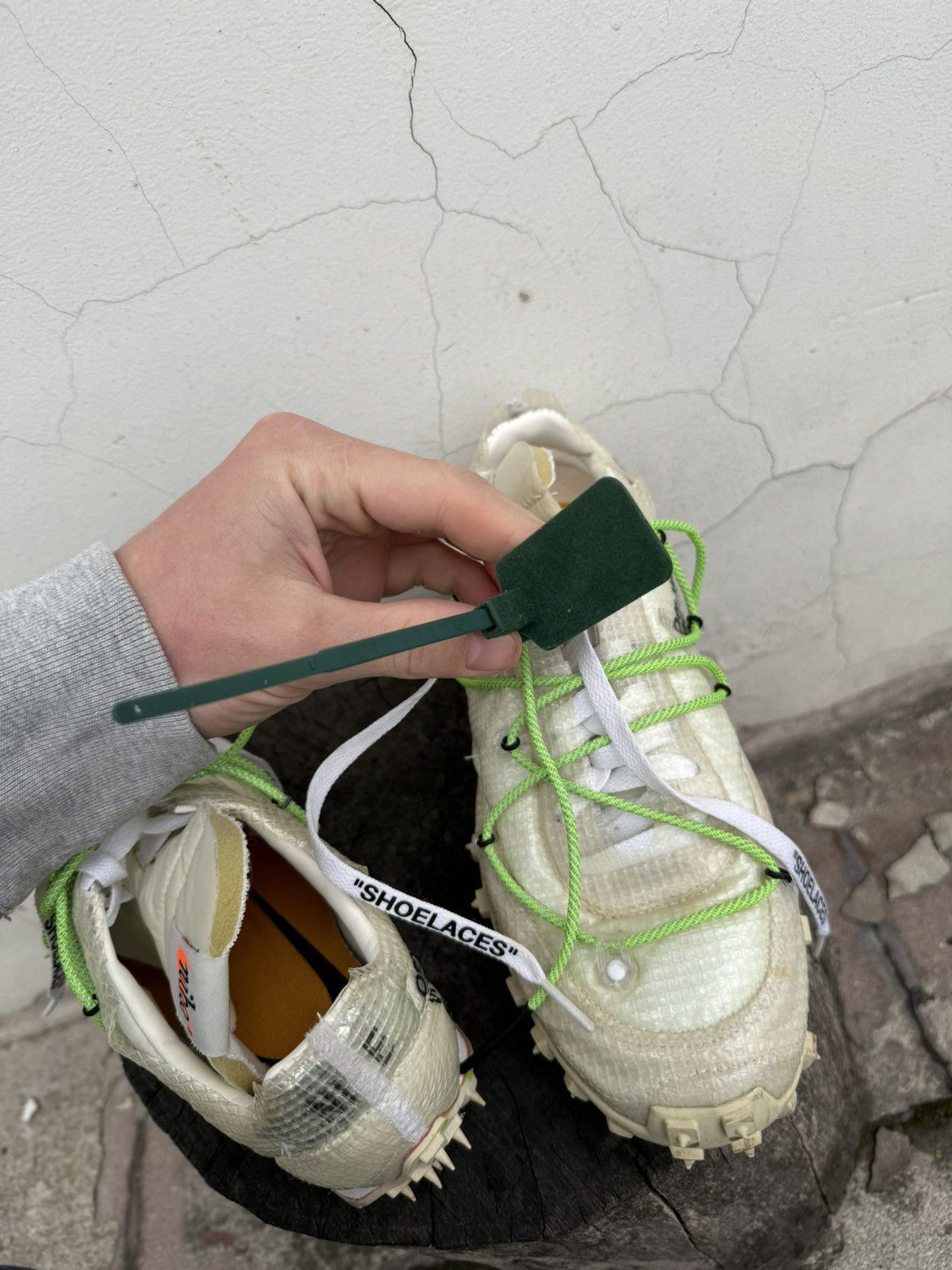 Nike × Off-White Nike Waffle Racer X Off-White White Electric Green Size US 7 / EU 40 - 13 Thumbnail