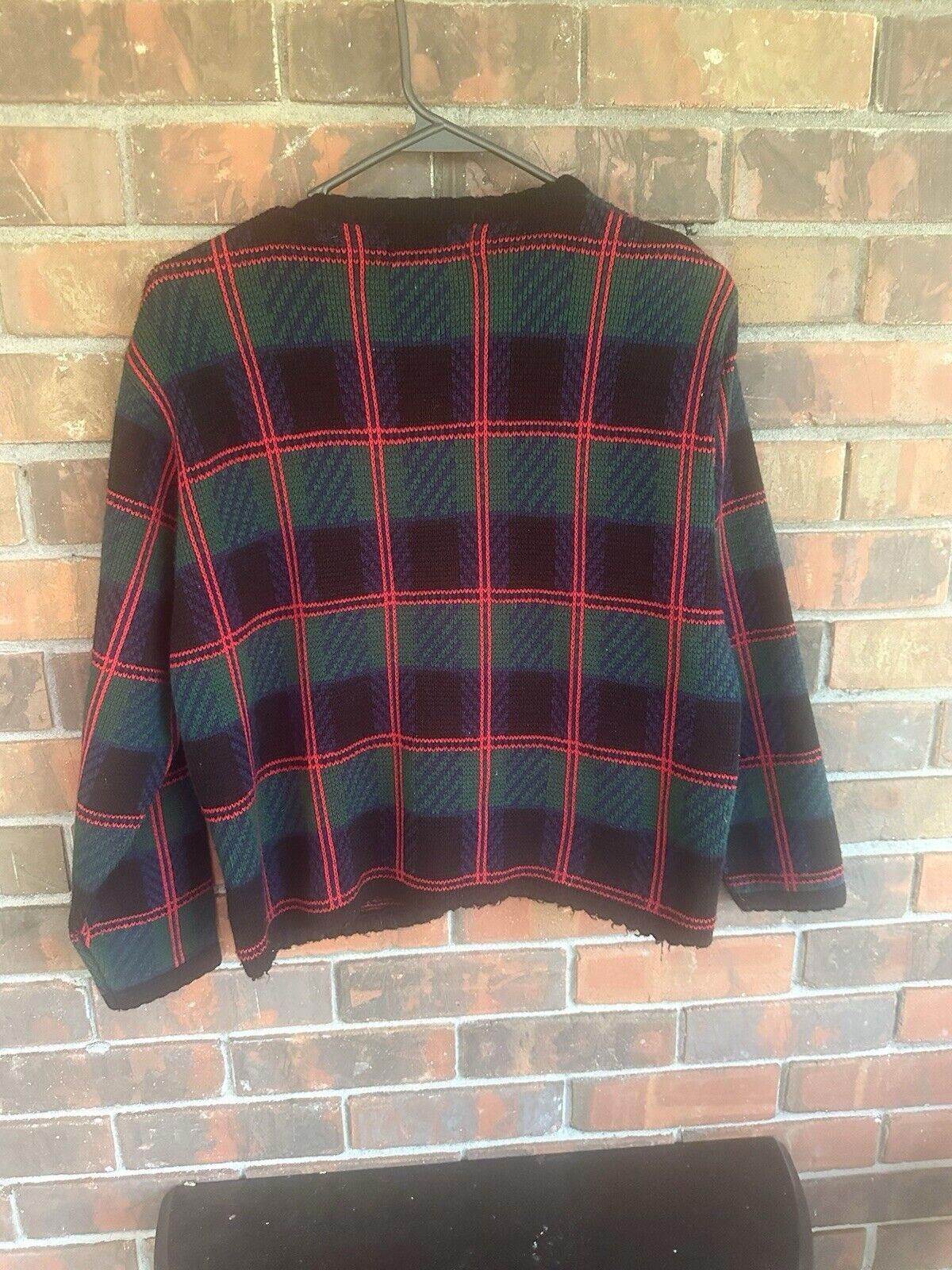 Designer Vintage Tally Ho Cardigan Sweater Small Old money Plaid Size M / US 6-8 / IT 42-44 - 4 Thumbnail