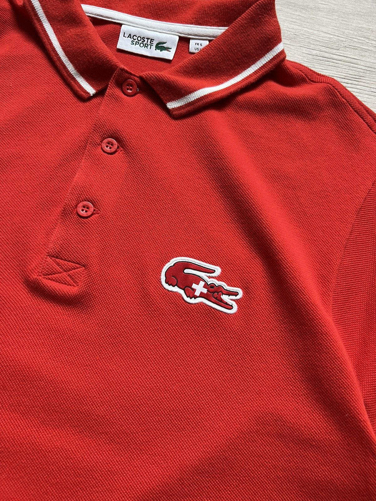Lacoste 🇨🇭Rare Lacoste Sport SUI Polo Vintage Red Style Chief Keef Size US L / EU 52-54 / 3 - 3 Thumbnail