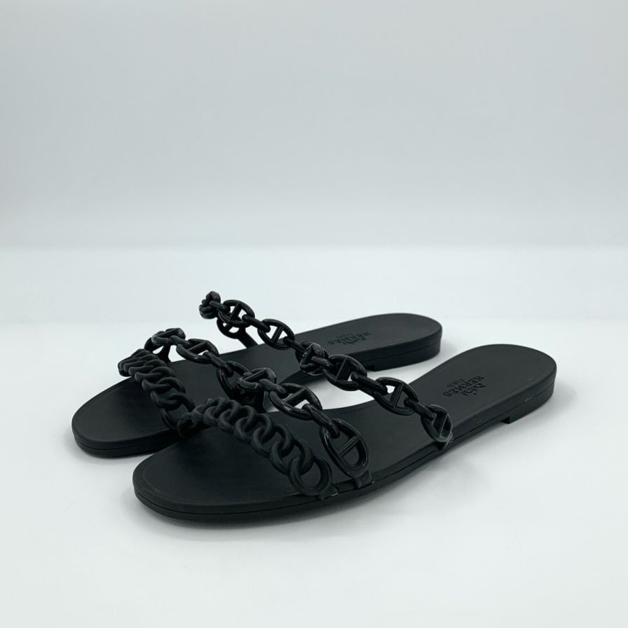 Hermes Hermès Chain Link Flat Sandals Black Size 36 Pig Nose Design Size US 5 / EU 37 - 1 Thumbnail