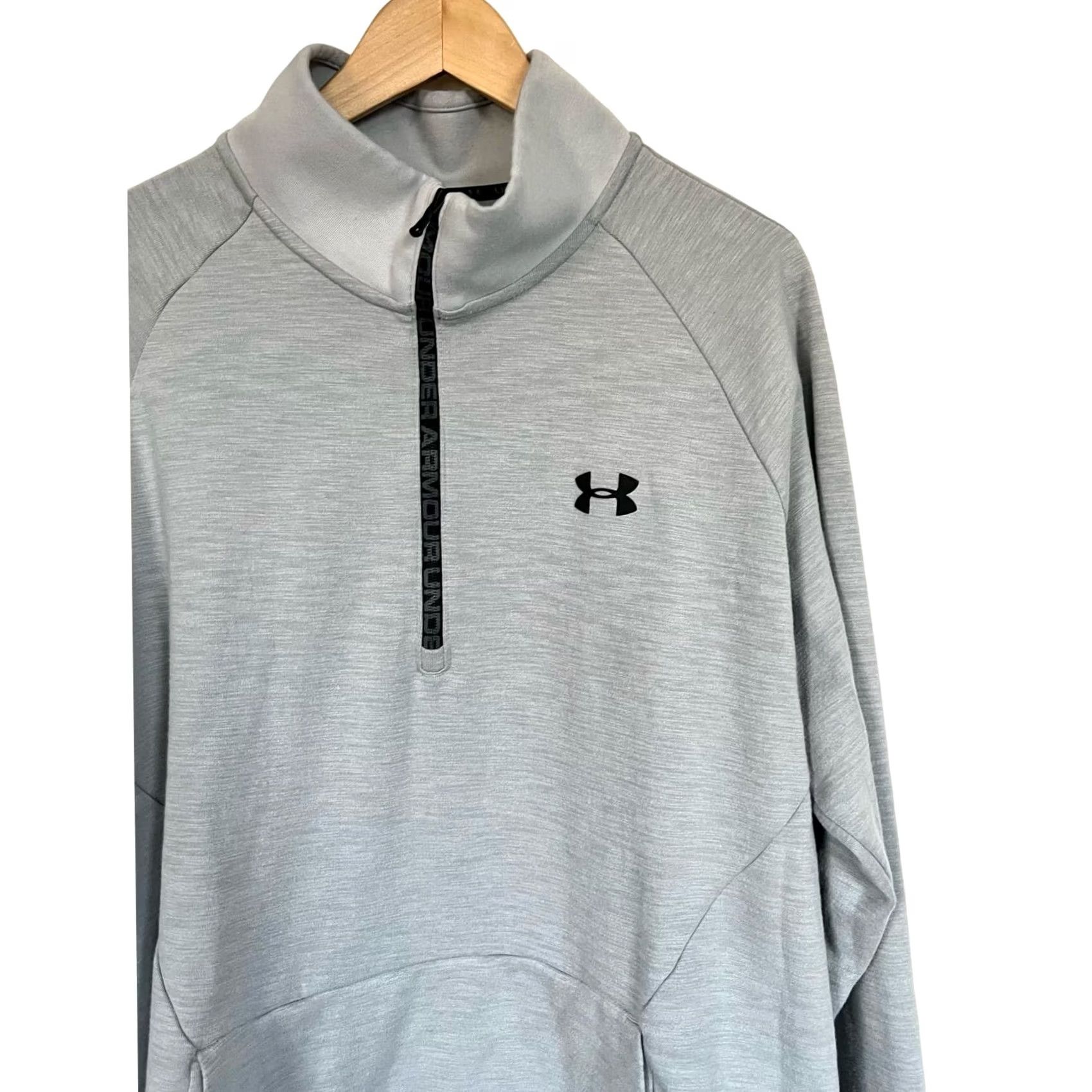 Under Armour Under Armour Mens Sweatshirt 1/2 Zip Front Pocket Gray Cotton Blend XXL Pullover Mock Neck Long Sleeve Sportswear Mens Size US XXL / EU 58 / 5 - 4 Thumbnail