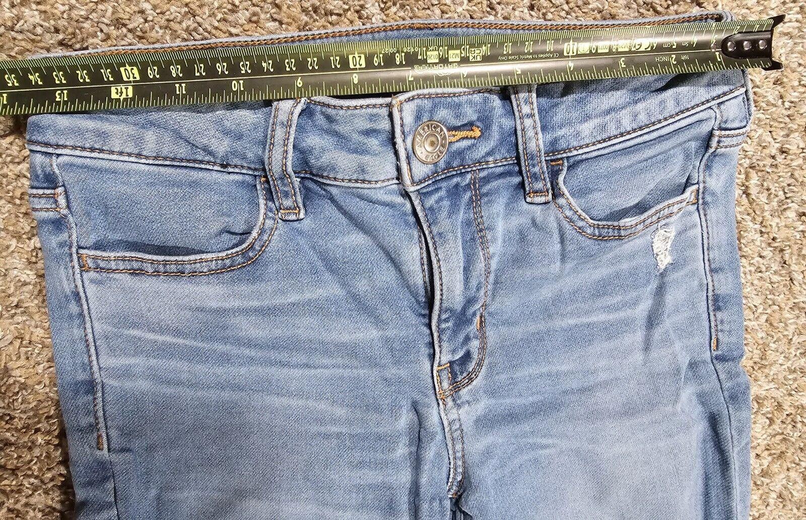 Designer American Eagle Next Level Stretch Blue Rip Destroyed Jeans 4 Size 27" / US 4 / IT 40 - 5 Thumbnail