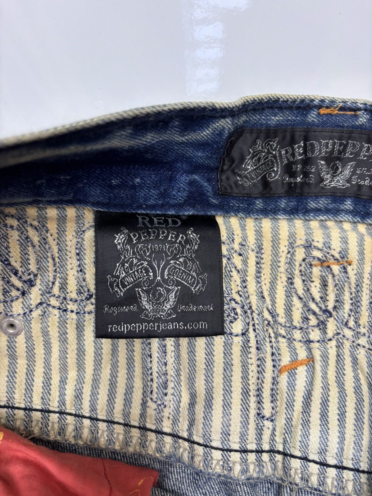 Kapital Red Pepper Double Waist Claw Mark Distressed Denim Jeans Size US 30 / EU 46 - 11 Thumbnail