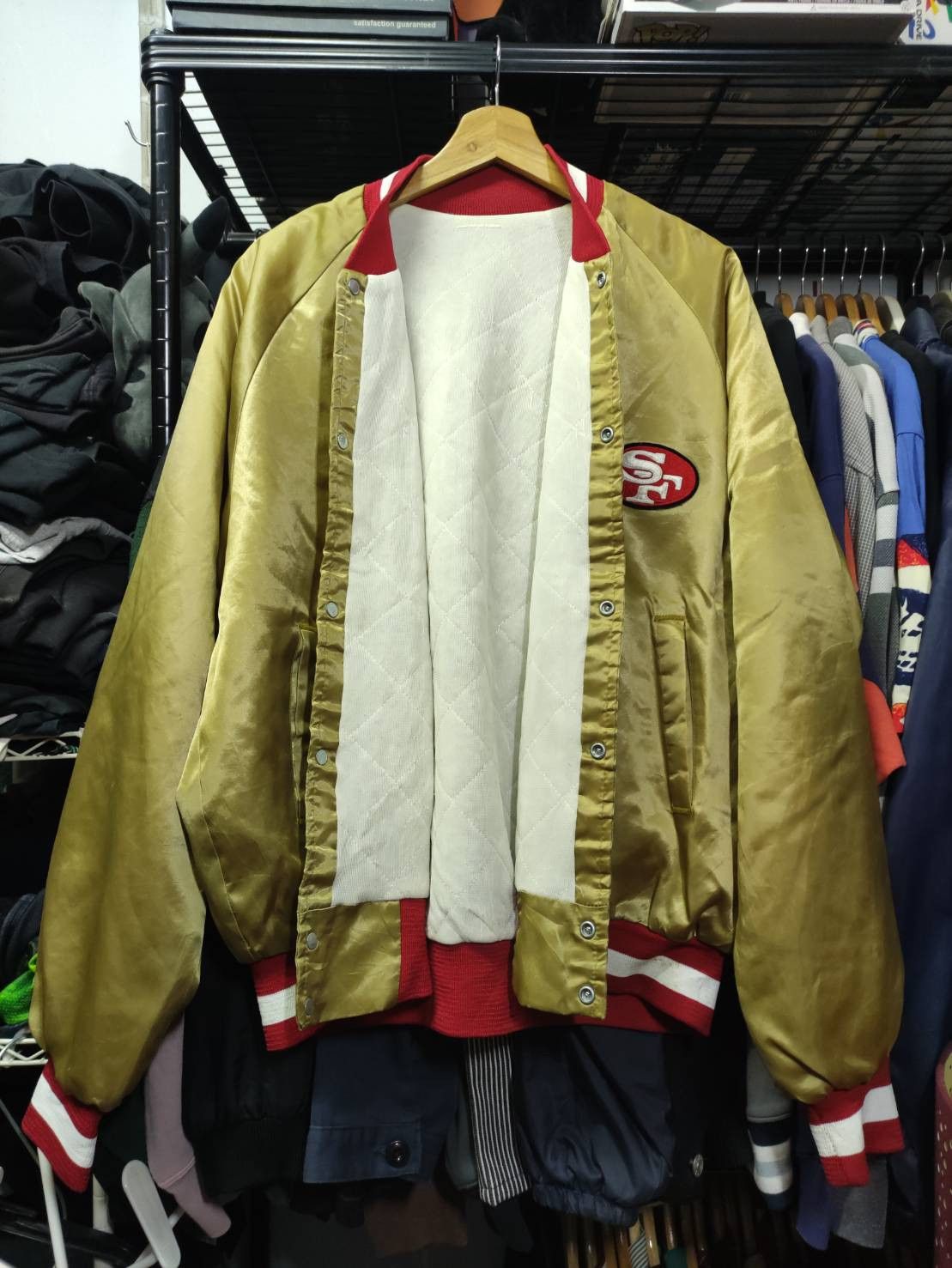 NFL Vtg 90's NFL San Francisco 49ers USA Satin Bomber Jacket Size US L / EU 52-54 / 3 - 2 Thumbnail