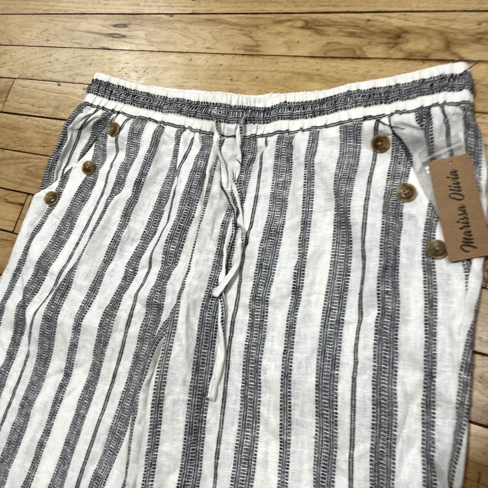 Vintage VINTAGE Marissa Olivia NEW Linen Pants Wide Leg XL 38x30 Cream Brown NWT Old Money Ladies Womens Pants Size 40" / US 18 - 5 Thumbnail