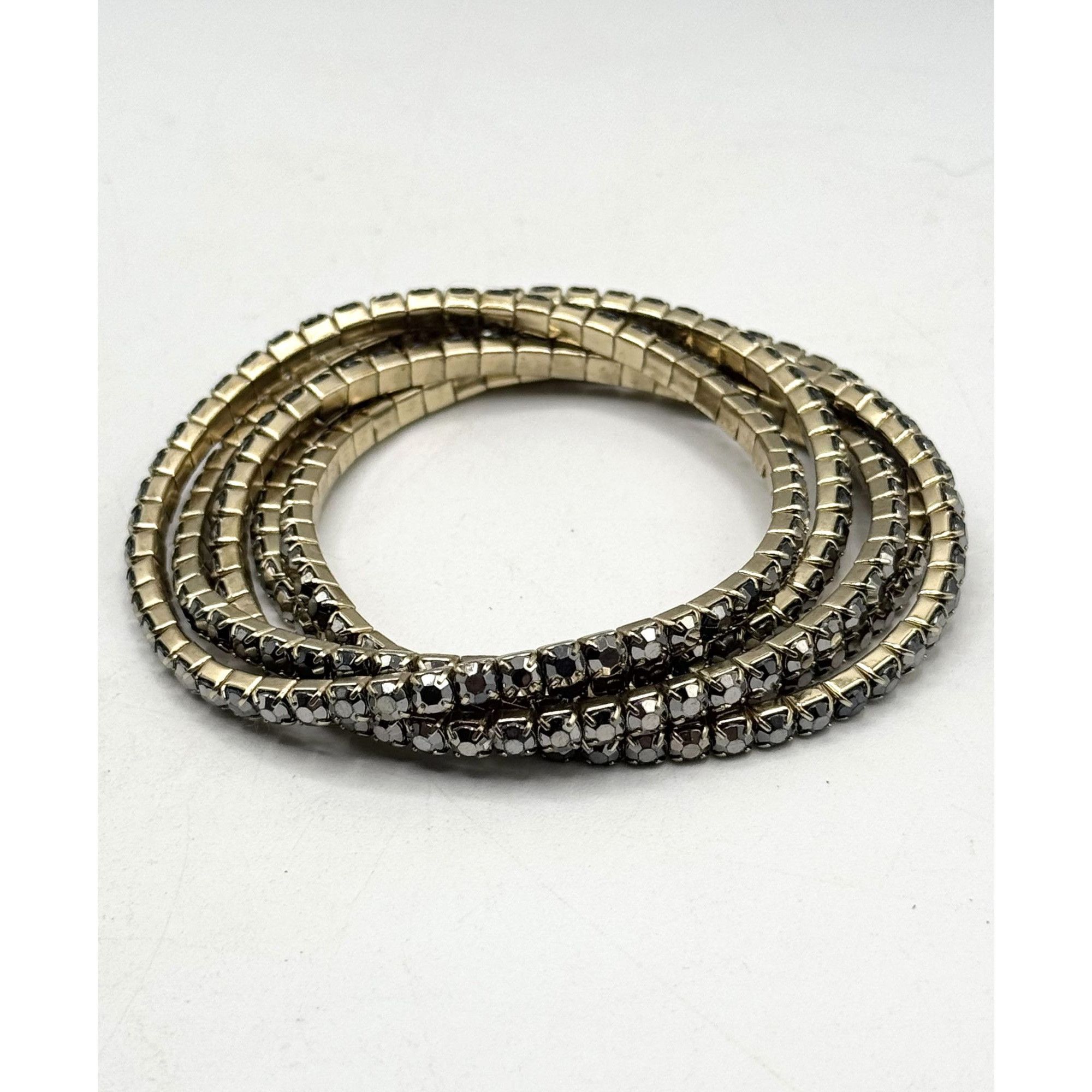 Vintage Vintage hematite gray rhinestone stretch five strand bracele Size ONE SIZE - 1 Thumbnail