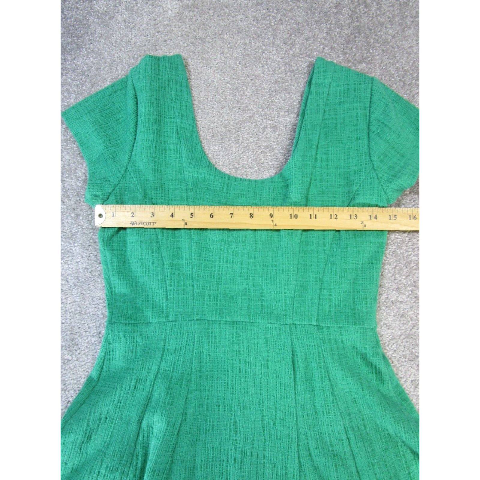 Vintage Maeve Green Cotton A-Line Dress Womens Small Short Sleeve Size S / US 4 / IT 40 - 5 Thumbnail