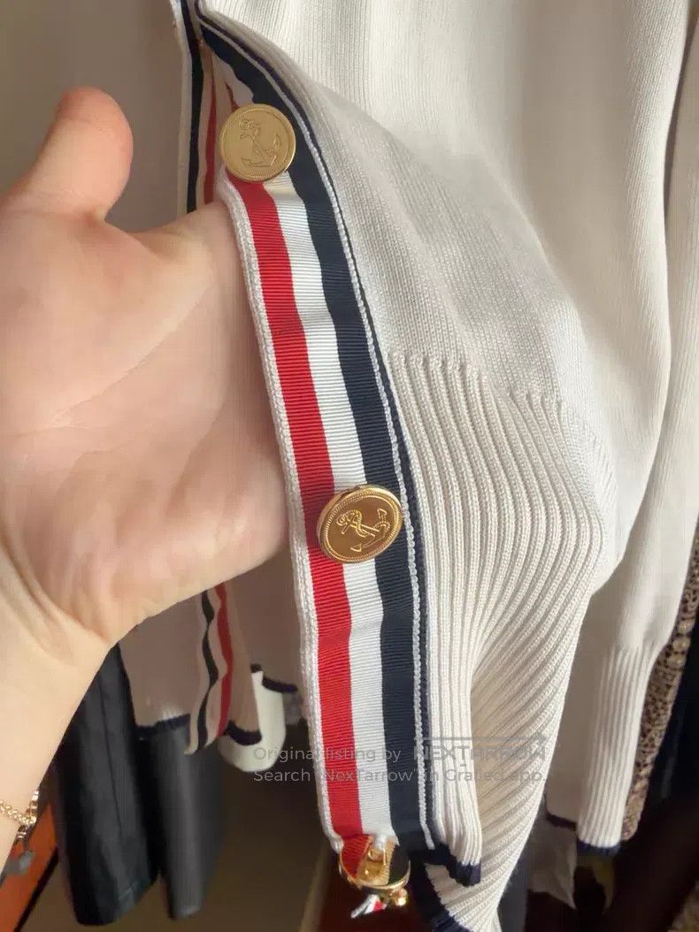 Thom Browne Thom Browne Beige Knit Cardigan with Gold Buttons Size US S / EU 44-46 / 1 - 4 Thumbnail