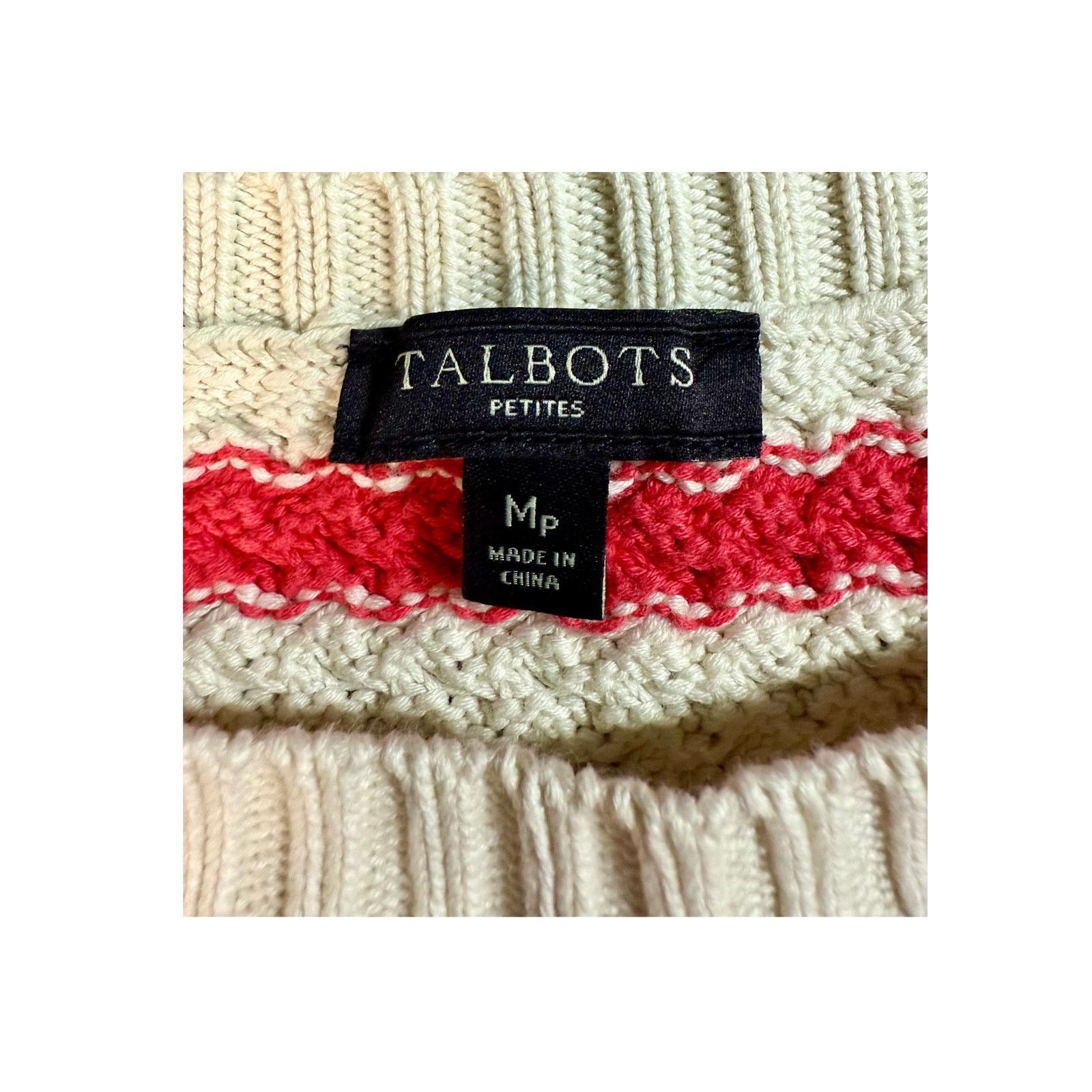 Other Talbots Sweater Cream & Coral Stripe Pullover Size M / US 6-8 / IT 42-44 - 5 Thumbnail