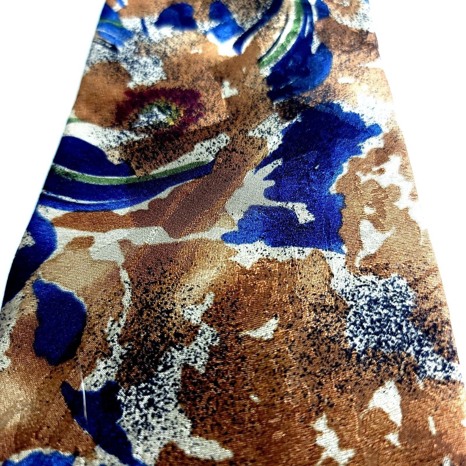 Designer Cezani Italy Brown Blue Abstract Floral Jacquard Print Short Size ONE SIZE - 2 Thumbnail