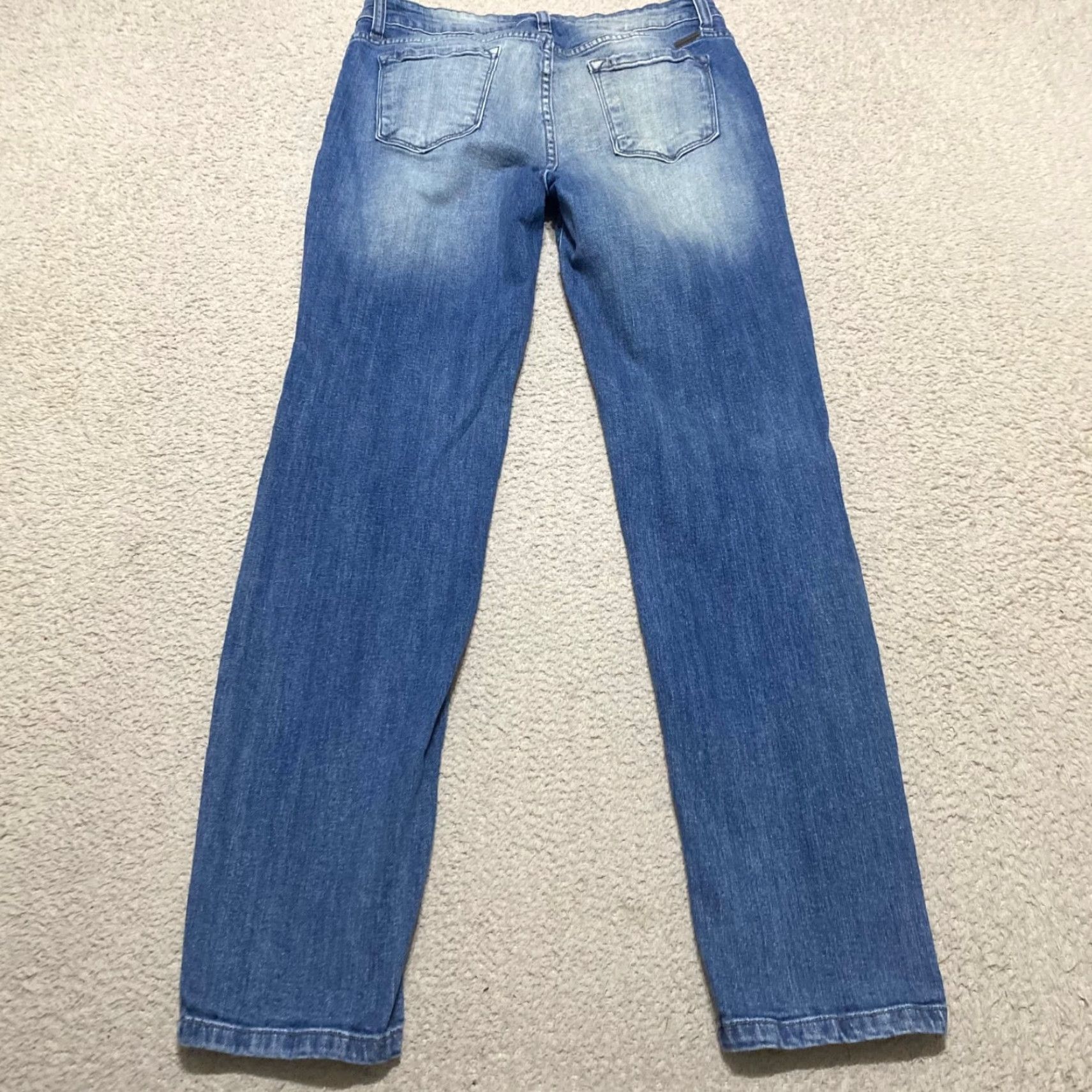 Vintage Kancan Jeans Blue Denim Medium Wash Tapered Distressed Mid Rise Womens 13 Jeans Size 34" / US 12 / IT 48 - 2 Thumbnail