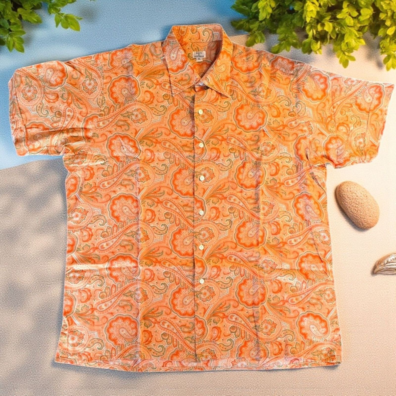 Maus & Hoffman Vintage Maus & Hoffman Orange Cabana Palm Beach Shirt XL Size US XL / EU 56 / 4 - 6 Thumbnail