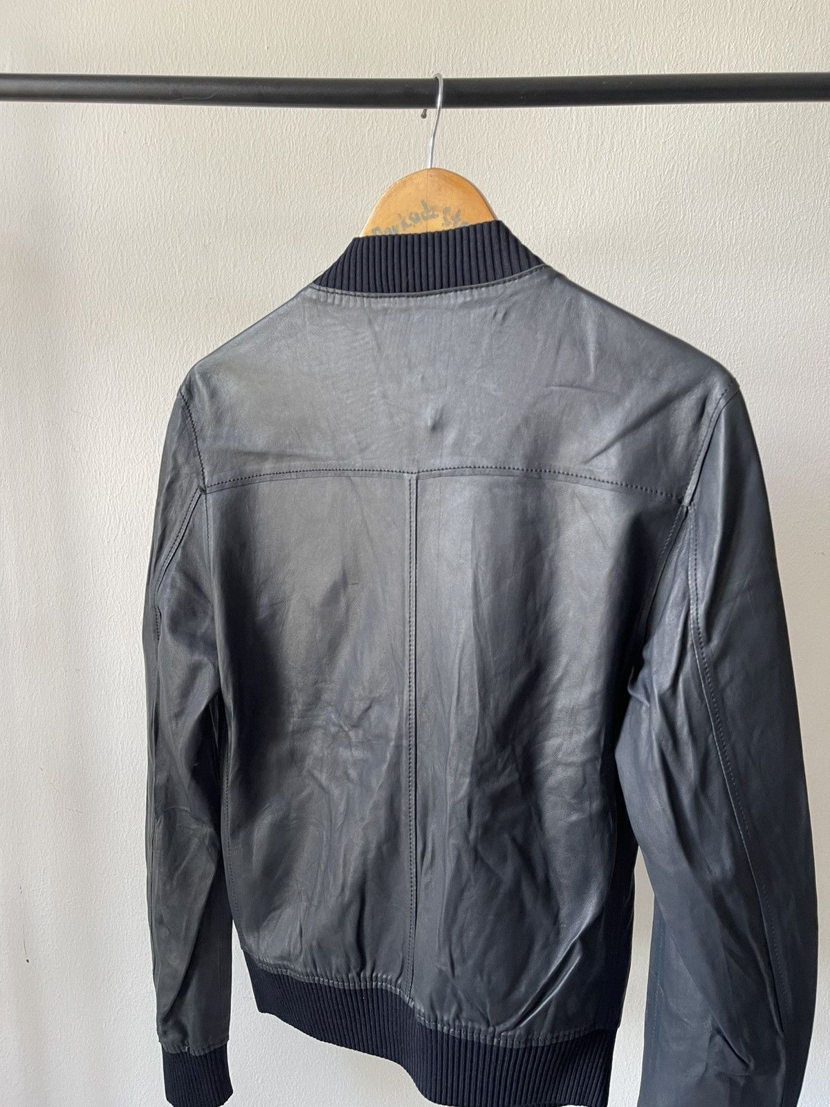 Dolce & Gabbana Dolce & Gabbana Navy Leather Bomber Jacket Size US S / EU 44-46 / 1 - 6 Thumbnail