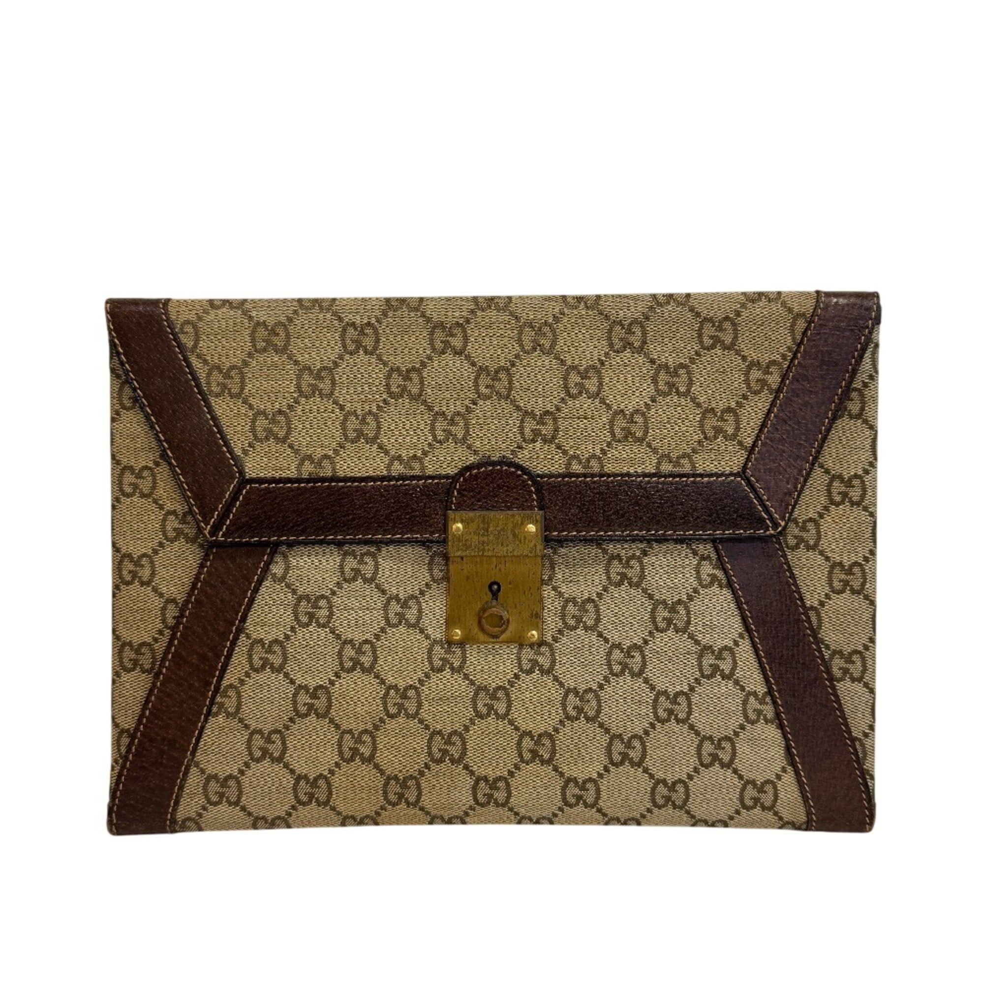 Gucci GUCCI Old Gucci Letter Pouch Second Bag GG Pattern Clutch Beige Size ONE SIZE - 1 Thumbnail