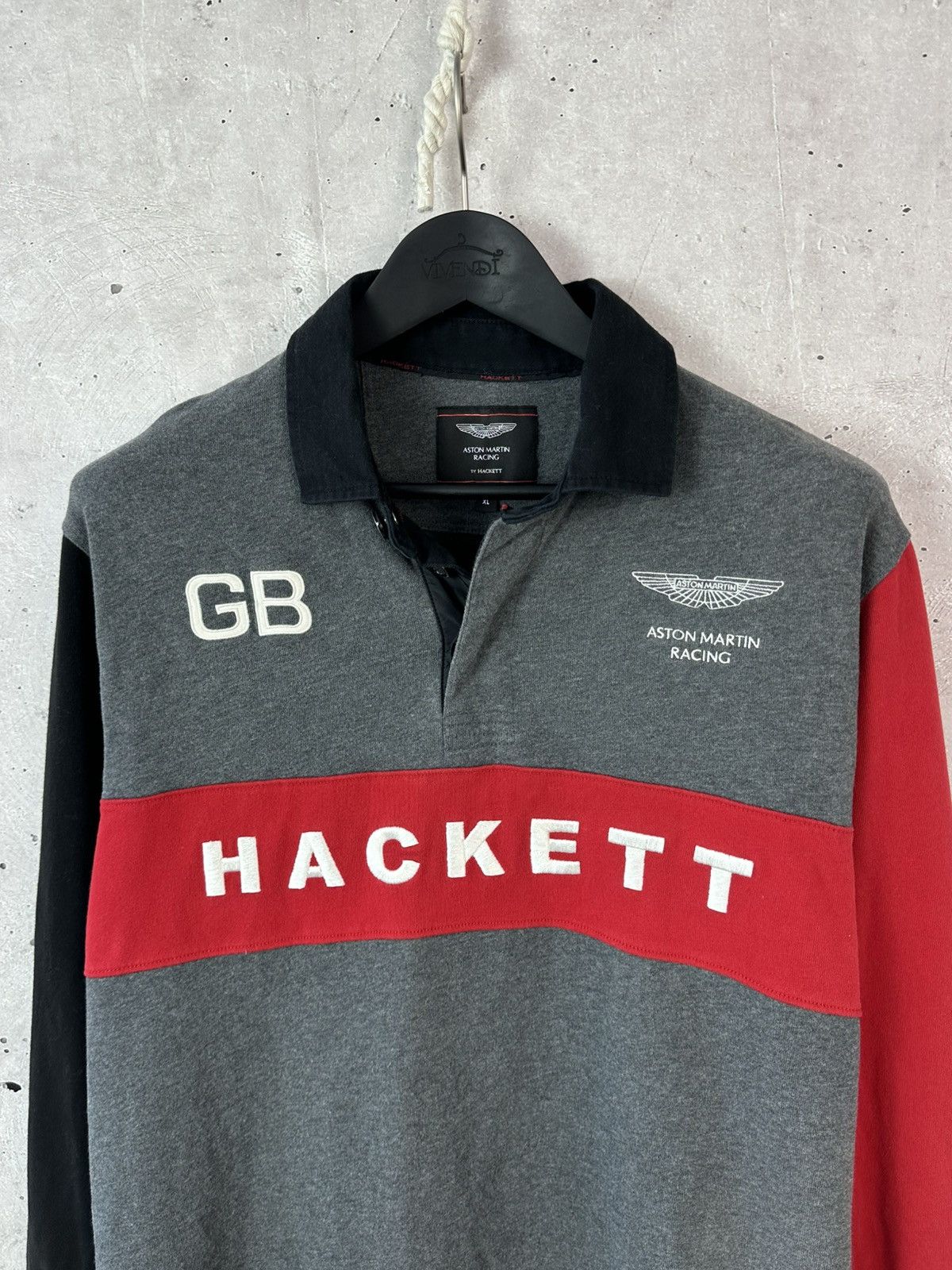 Hackett Vintage Hackett Aston Martin Racing Long Sleeve Cotton Polo Size US L / EU 52-54 / 3 - 2 Thumbnail